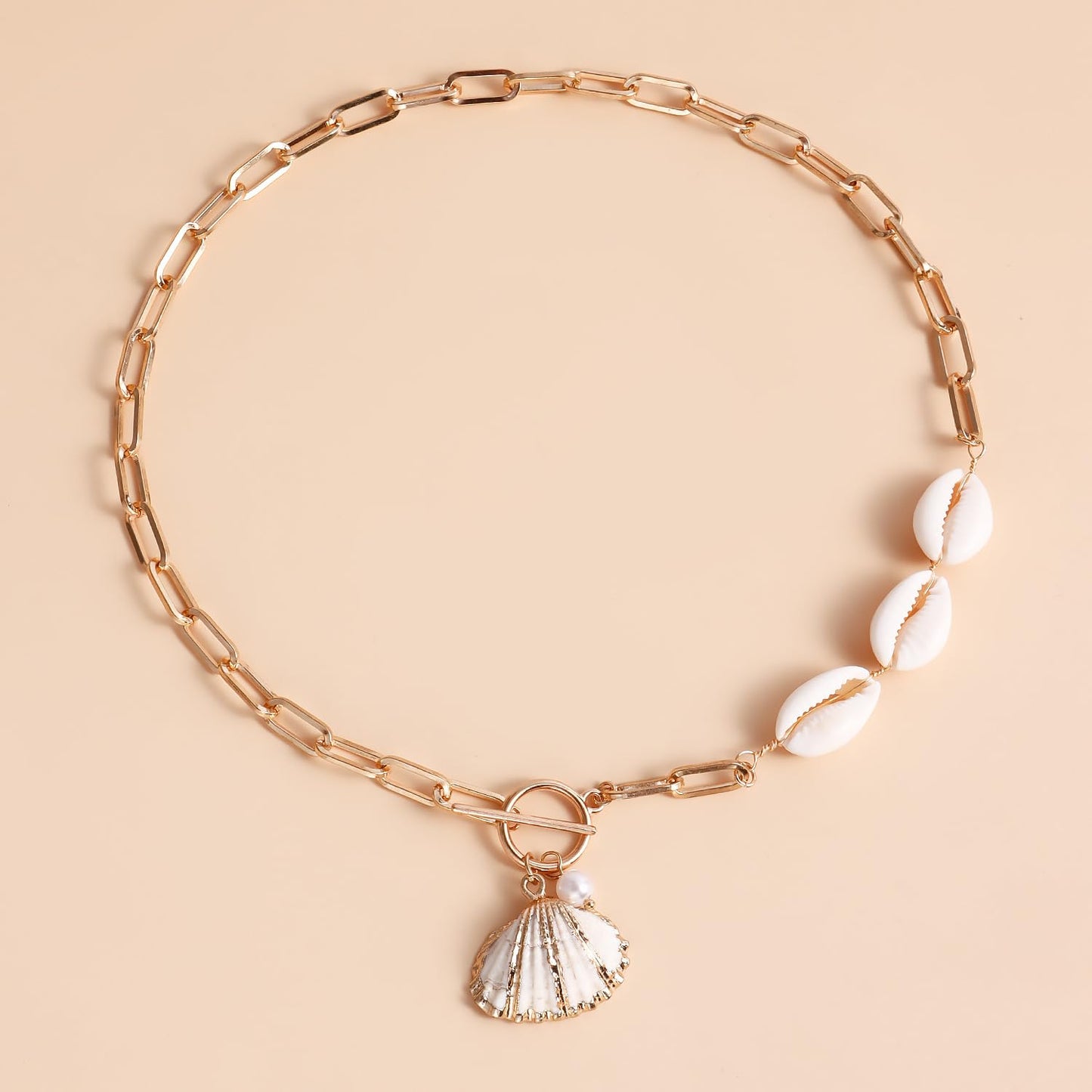 Lookray Starfish Necklace for Women Dainty Seashell Mermaid Charm Necklace Gold Layered Shell Beaded Necklace Boho Summer Beach Jewelry Mermaid Costumes Accessories StyleF