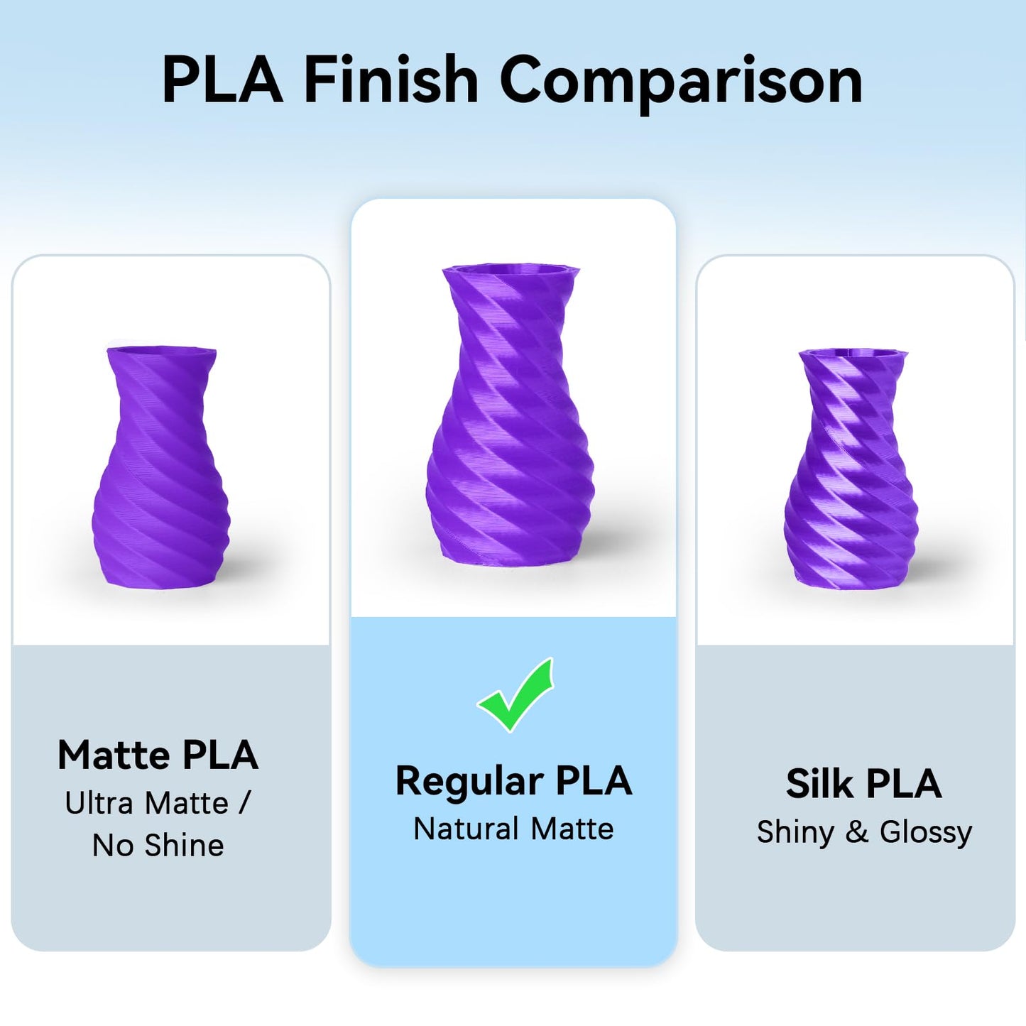 Dynta 3D Printer Filament 250g 53mm Spool - 1.75mm High Precision Regular PLA Compatible with FLASHFORGE, Bambu Lab A1, Creality Ender-3 V3, Black, White, Red, Green, Blue, Purple for Beginners