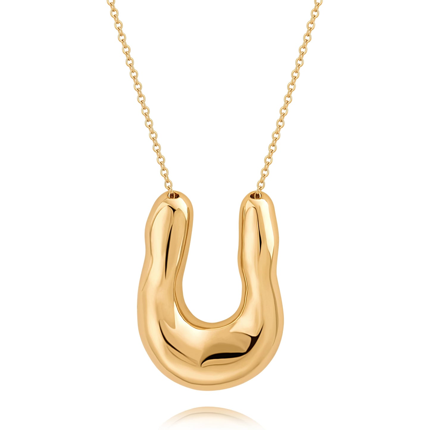Statement Pendant Long Gold Chain Necklace for Women Trendy Personalized Horseshoe Necklace Dainty Chunky Gold Necklace