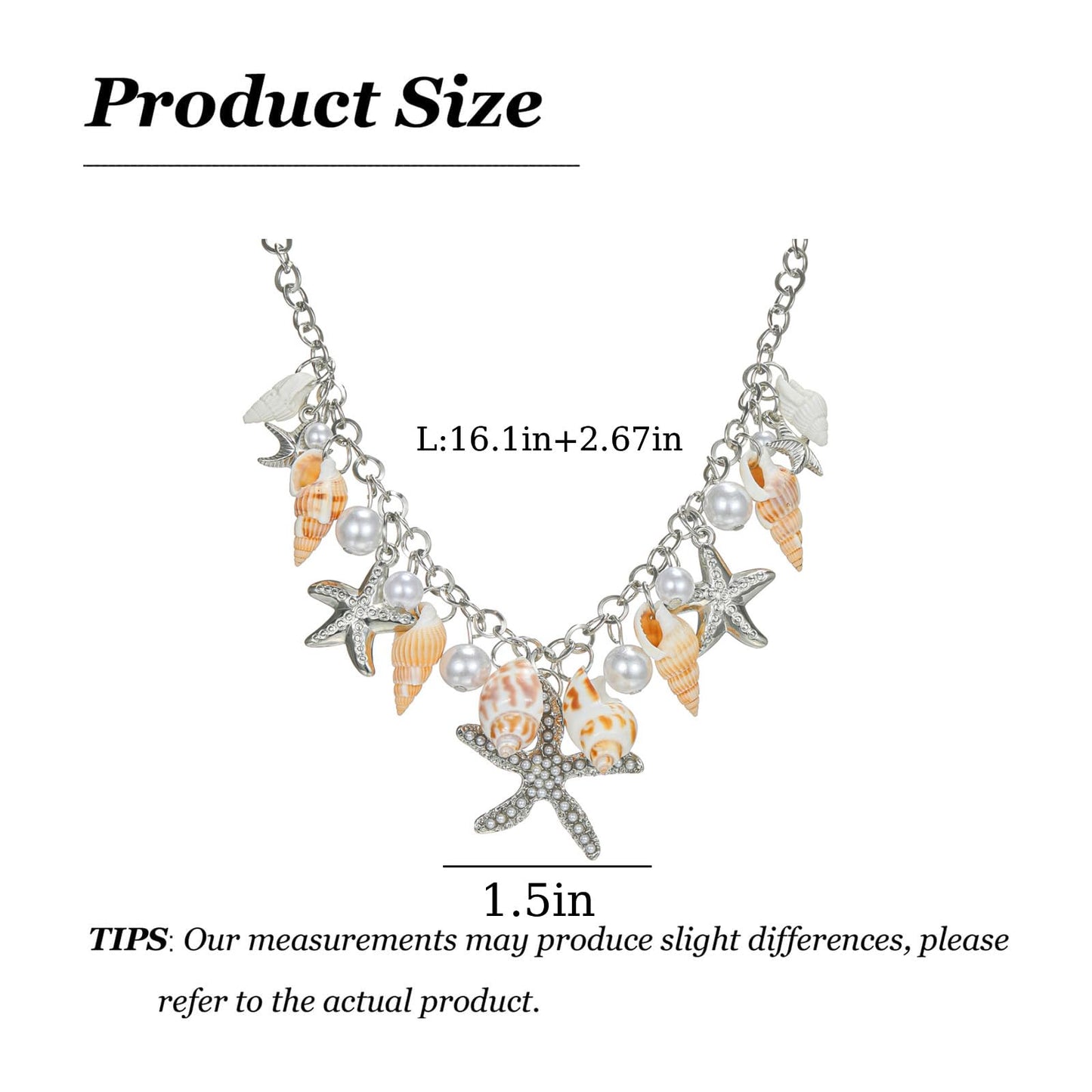 Frodete Starfish Necklace for Women Beach Necklaces Jewelry Layered Choker Drop Dangle Summer Vacation Outfits Theme Conch Seashell Accessories Ocean Pendant Dress Costume