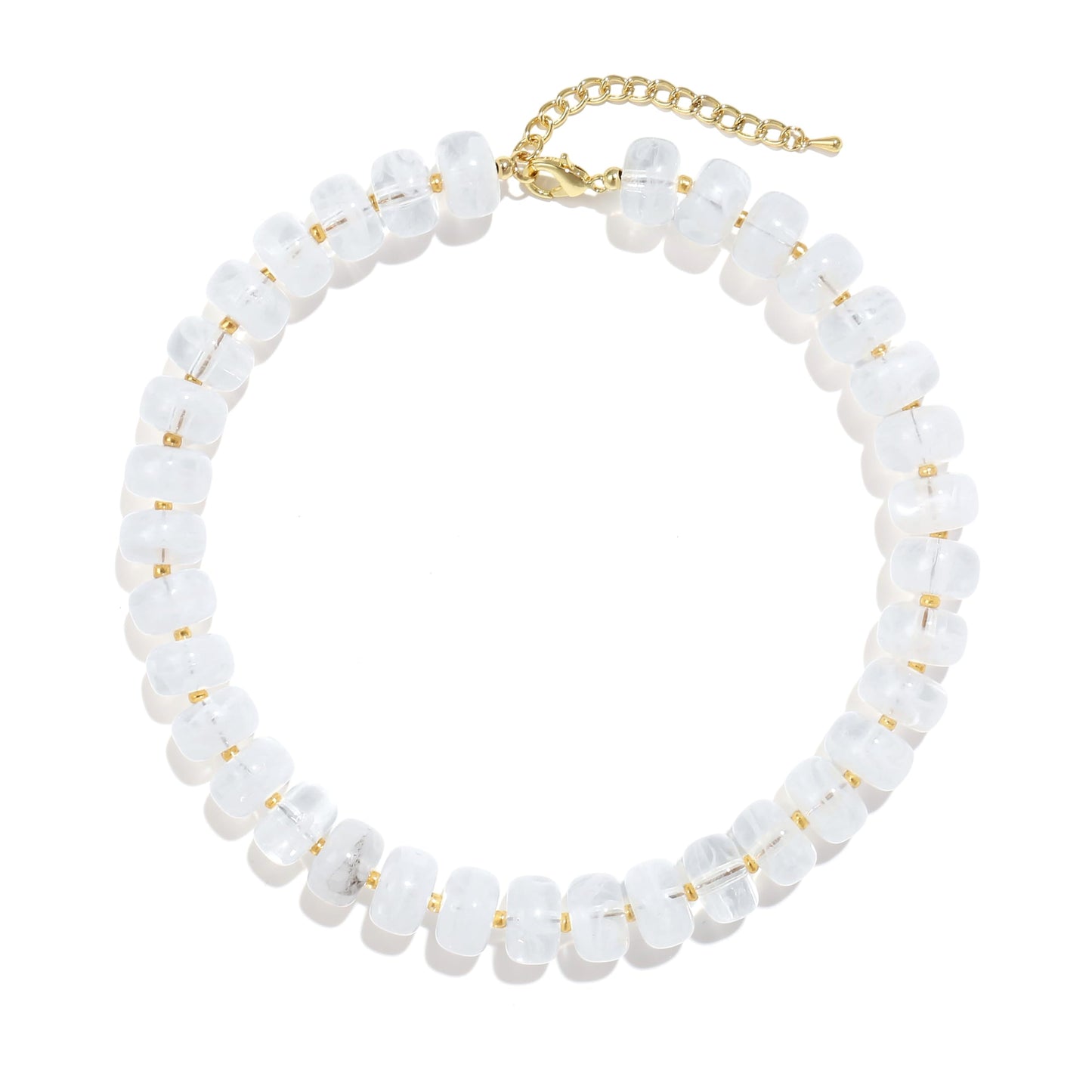 Badu Clear White Chunky Beaded Necklace for Women,Acrylic Bead Choker Statement Necklace Cute Trendy Necklaces Jewelry Gifts