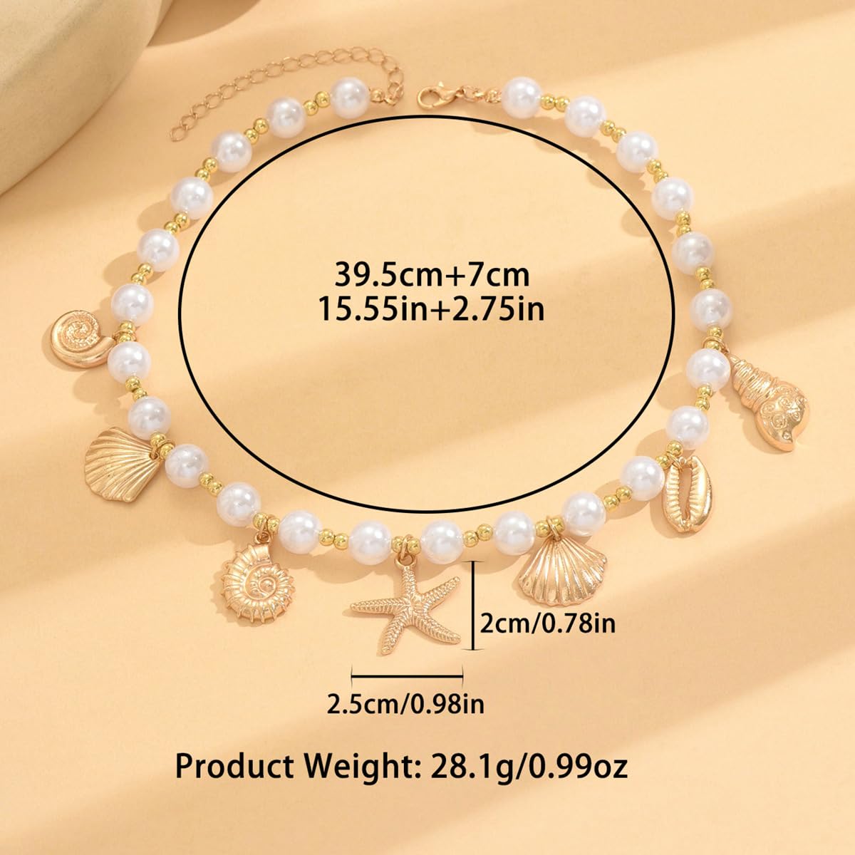 Seashell Necklace Beach Jewelry for Women Starfish Fish Necklace Boho Pearl Choker Sea Shell Necklaces for Women Beach Necklaces Summer Vacation Jewelry (Style6)