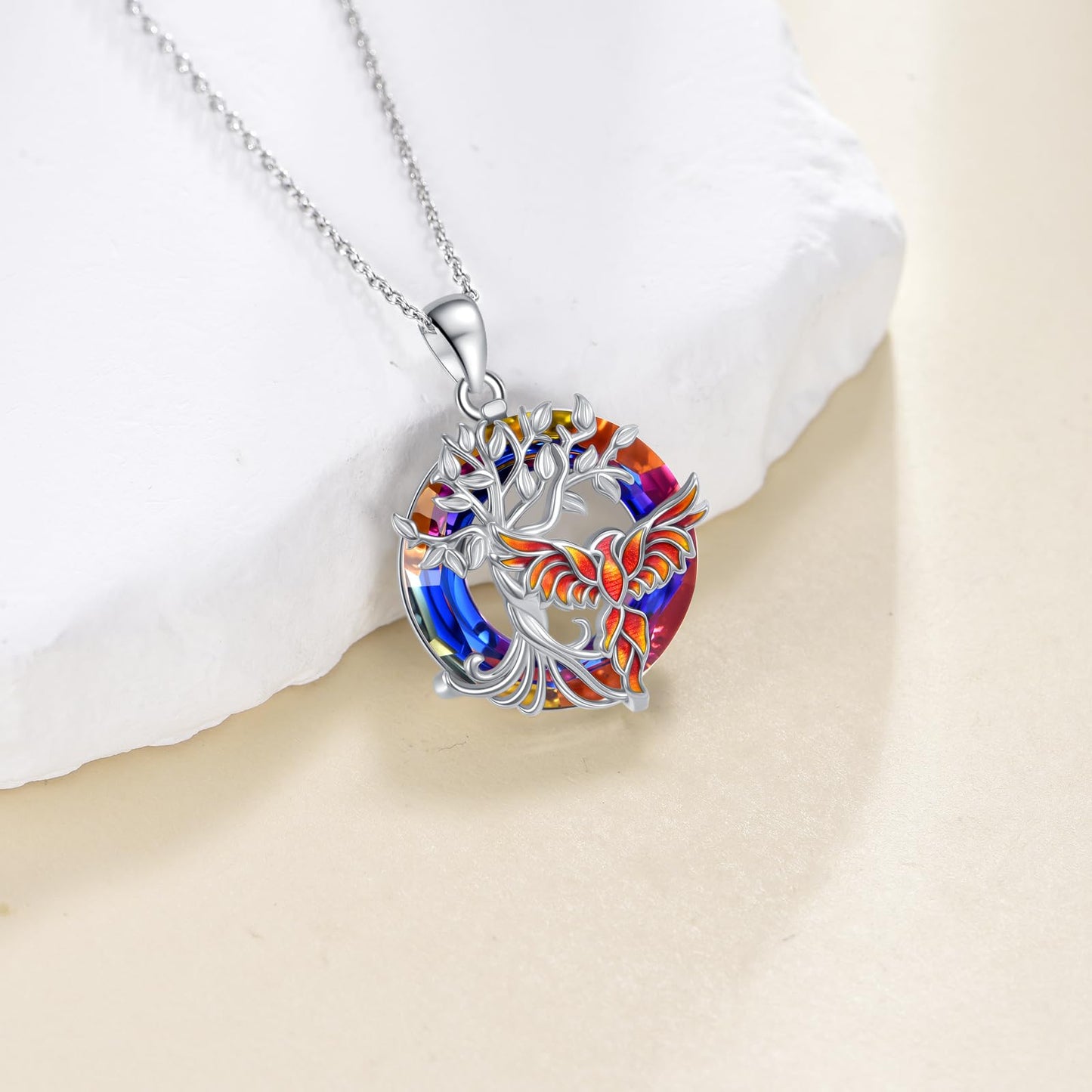 MONGAS Phoenix Necklace 925 Sterling Silver Rise From the Ashes Phoenix Necklace Crystal Pendant Rising Jewelry Christmas Gifts for Mom Women