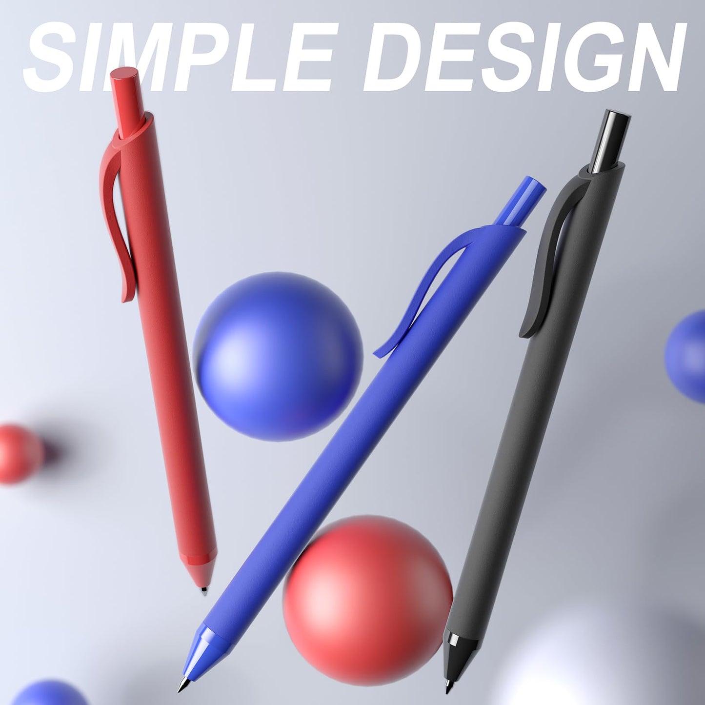 InkSlick 50 Pack Black Ink Pens - Bulk Pens, 1.0MM Medium Point Ballpoint Pens, Smooth Writing No Bleed Retractable Ball Point Pen (Black)