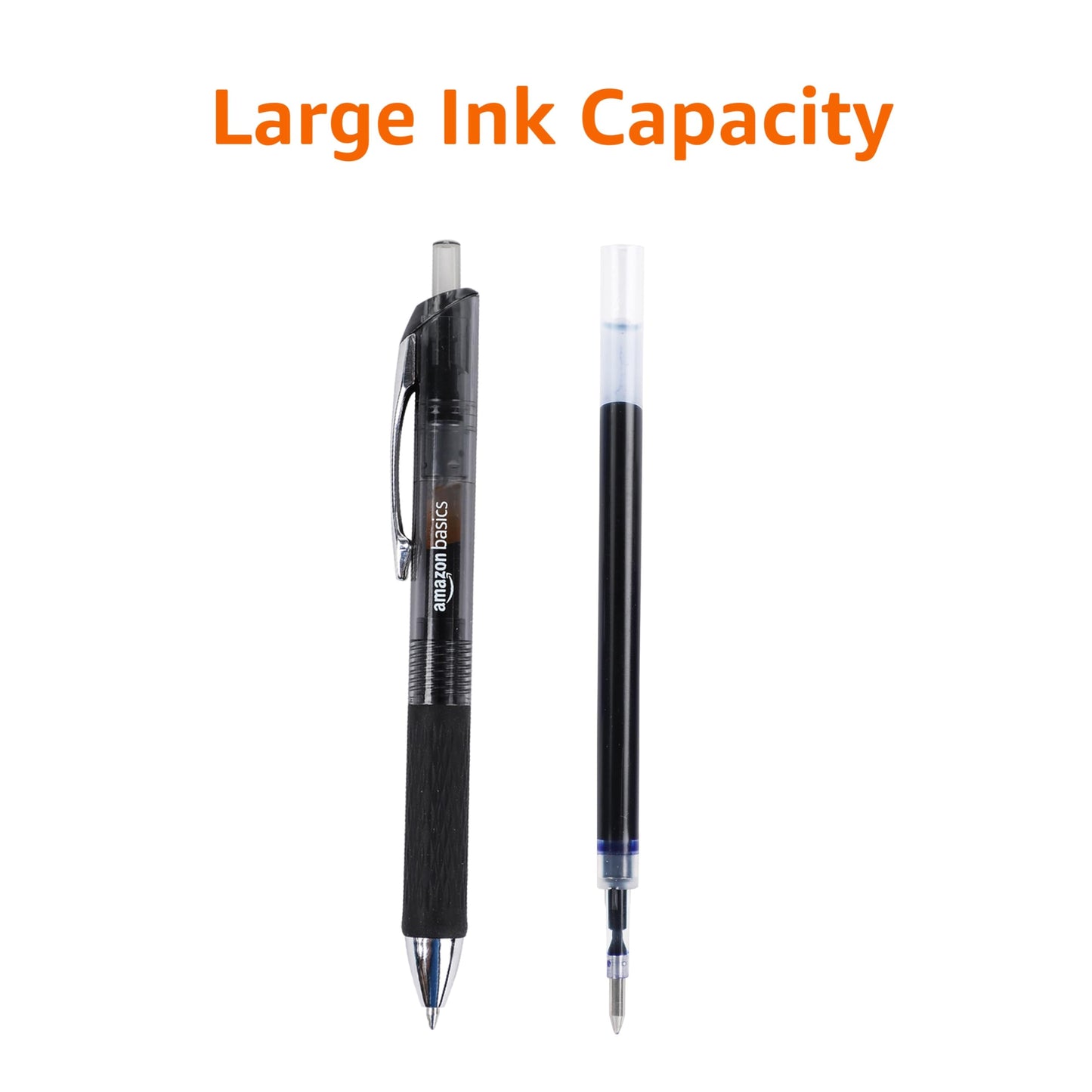 Amazon Basics Retractable Gel Pens, Fine Point 0.7mm, Smooth Writing, Black, No Smudge, School and Office Supplies, 12-Pack