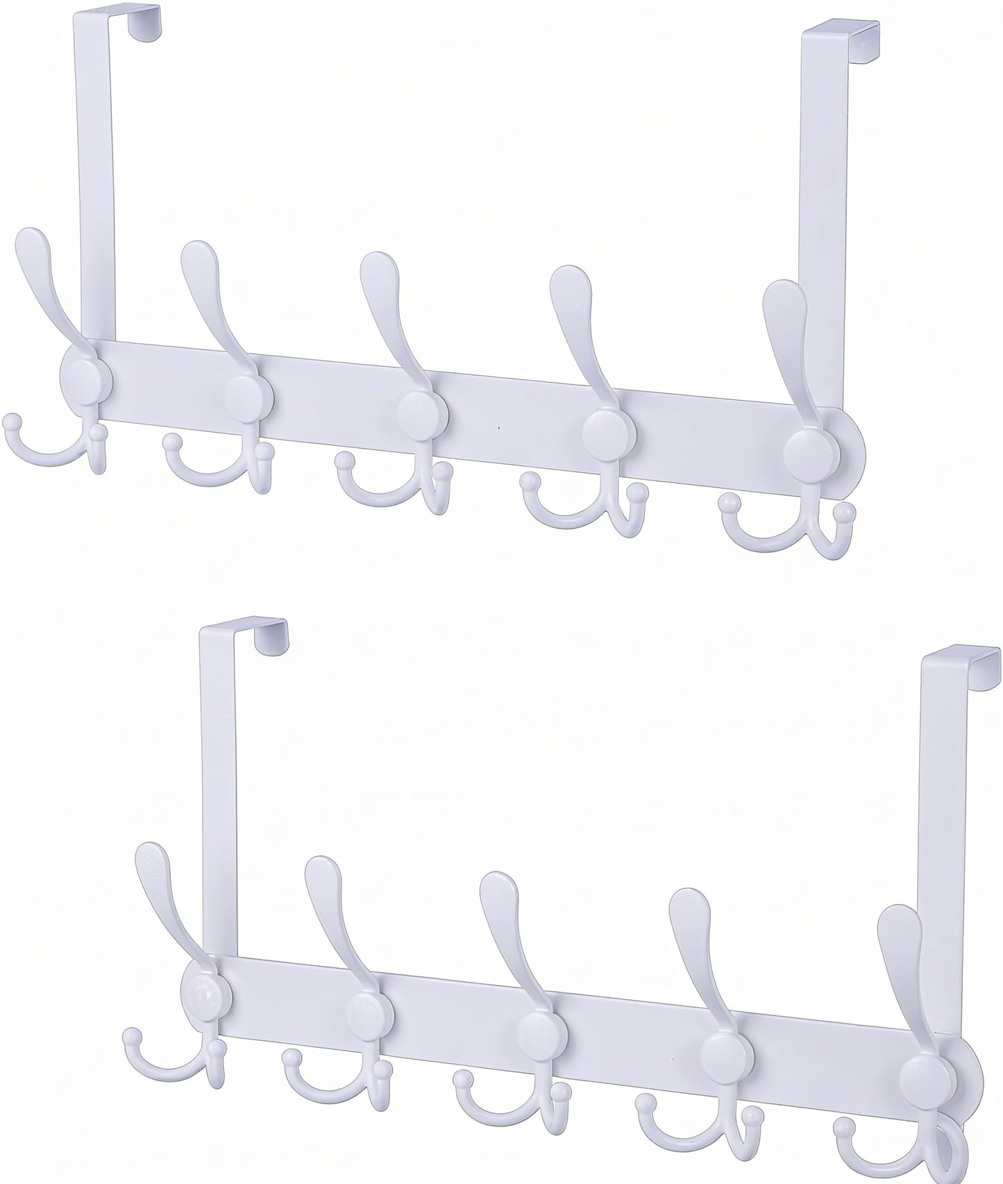 Encozy Over The Door Hooks,Coat Rack for Hanging Clothes Hat Towel (Heavy Duty White 2pcs)