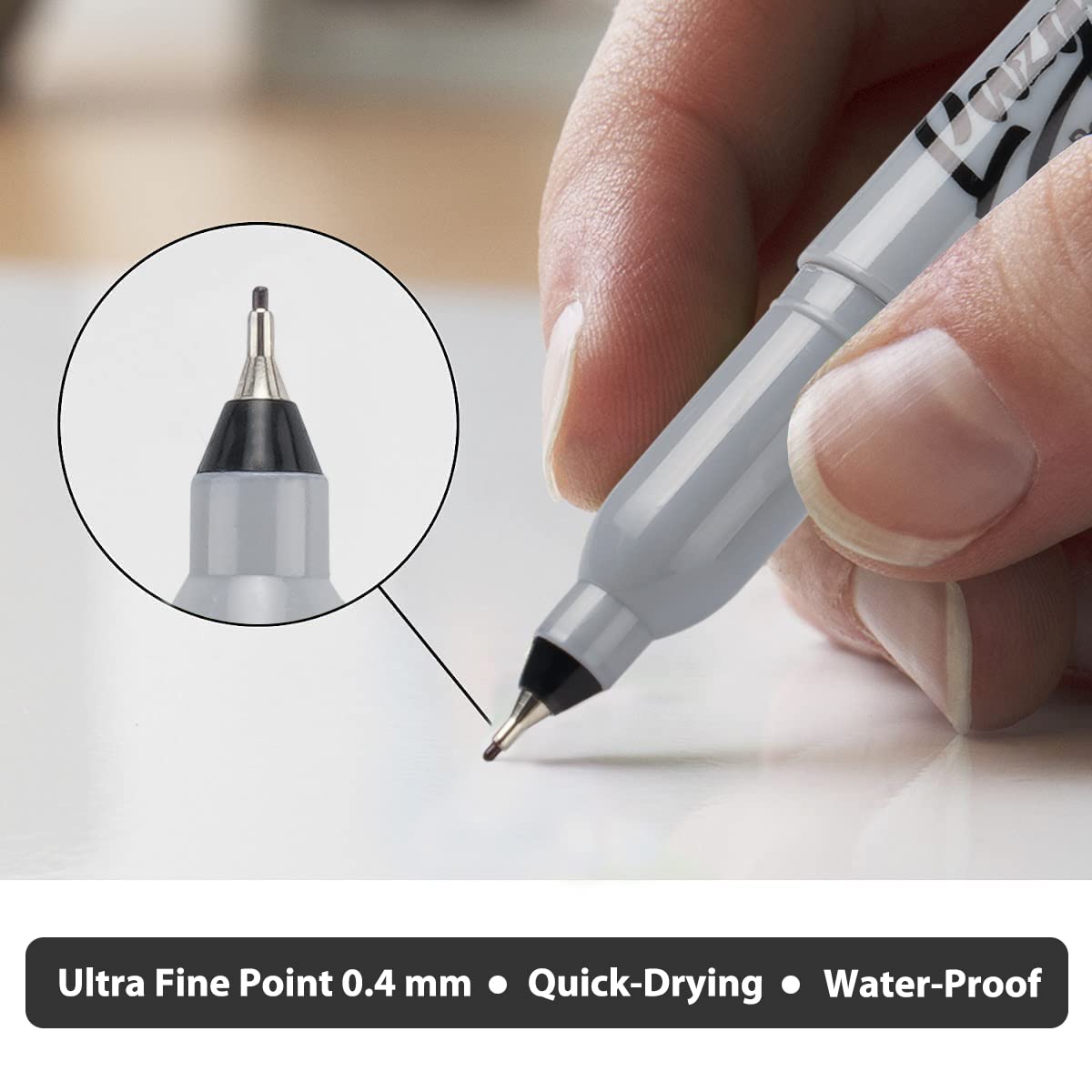 LAZGOL Permanent Markers Bulk, Ultra Fine Point, 60 Pack Black 0.4 mm Permanent Marker set, Felt Tip Pens Works on Plastic, Wood, Stone, Metal and Glass for Doodling, Marking