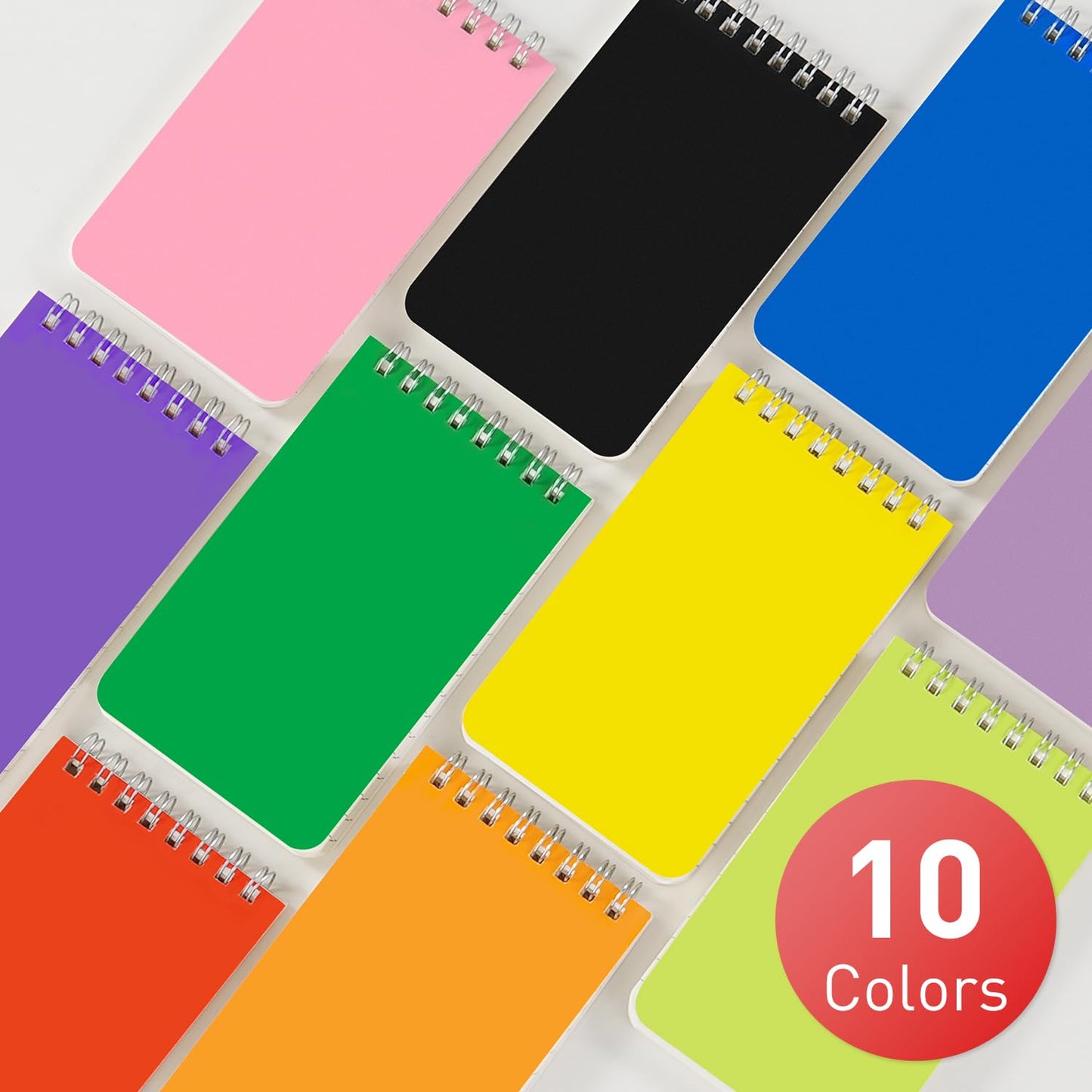 Dynta Pocket Notebook Bulk 60 Packs, 3x5 Inch Small Notepad Top Bound With Lined Pages, 10 Vibrant Colored Mini Spiral Notebooks 60Sheets/120Pages (80GSM), Memo Pads for Home, School, College, Office
