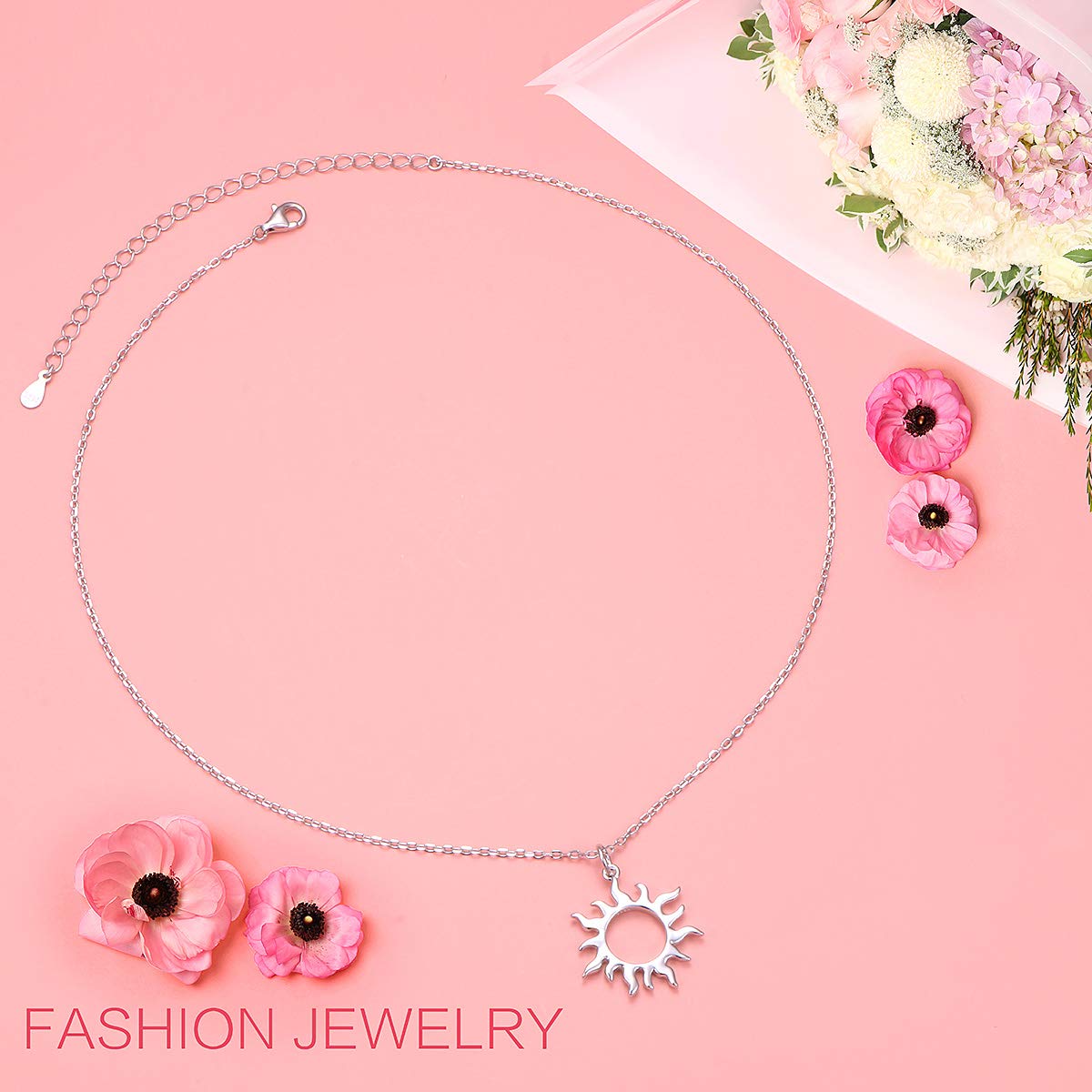 DAOCHONG S925 Sterling Silver Sun Choker Short Dainty Necklace Pendant for Women Jewelry Gift