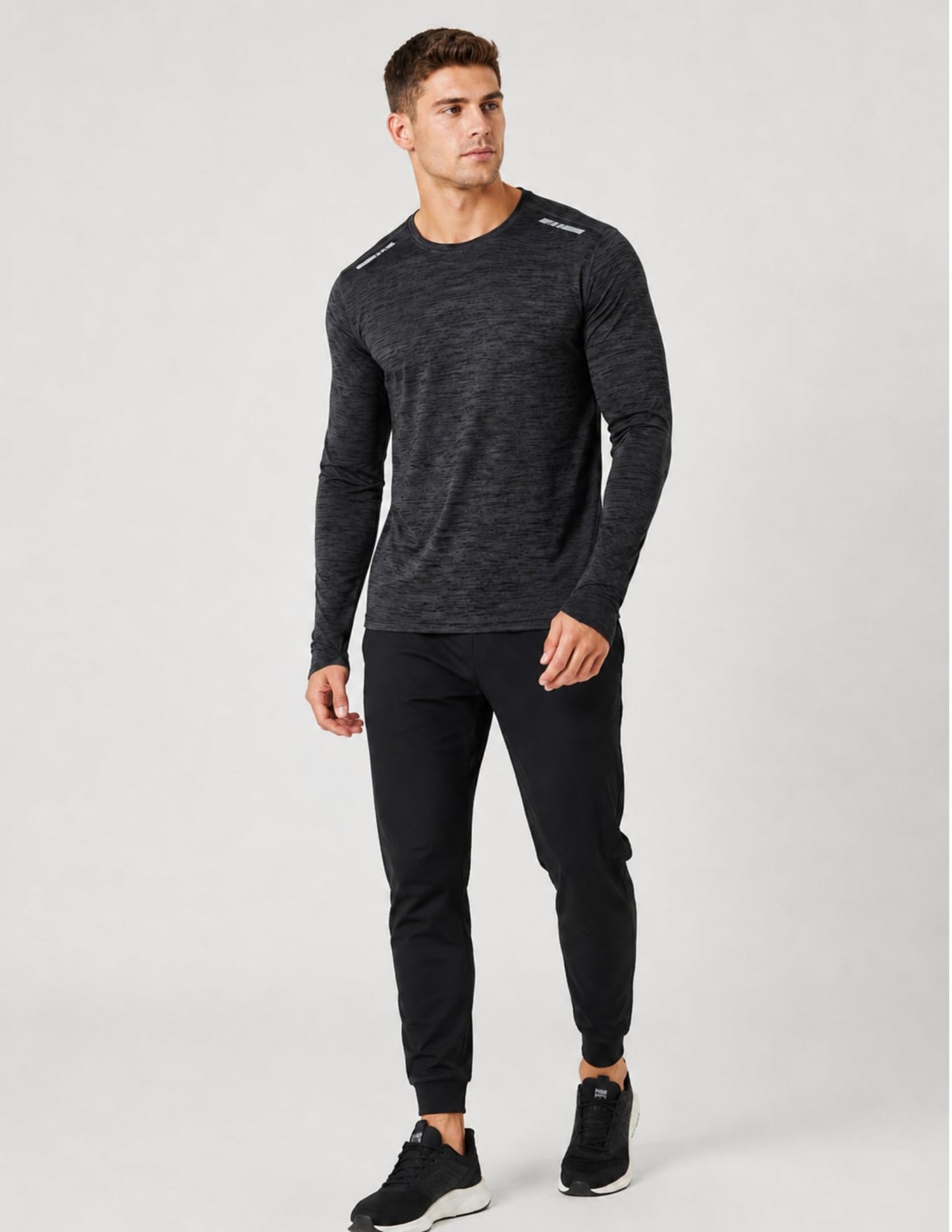 Liberty Imports 3 Pack Men's Long Sleeve Workout Shirts, Dry Fit Moisture Wicking Athletic Tops with Thumbholes (Set 1, Large)