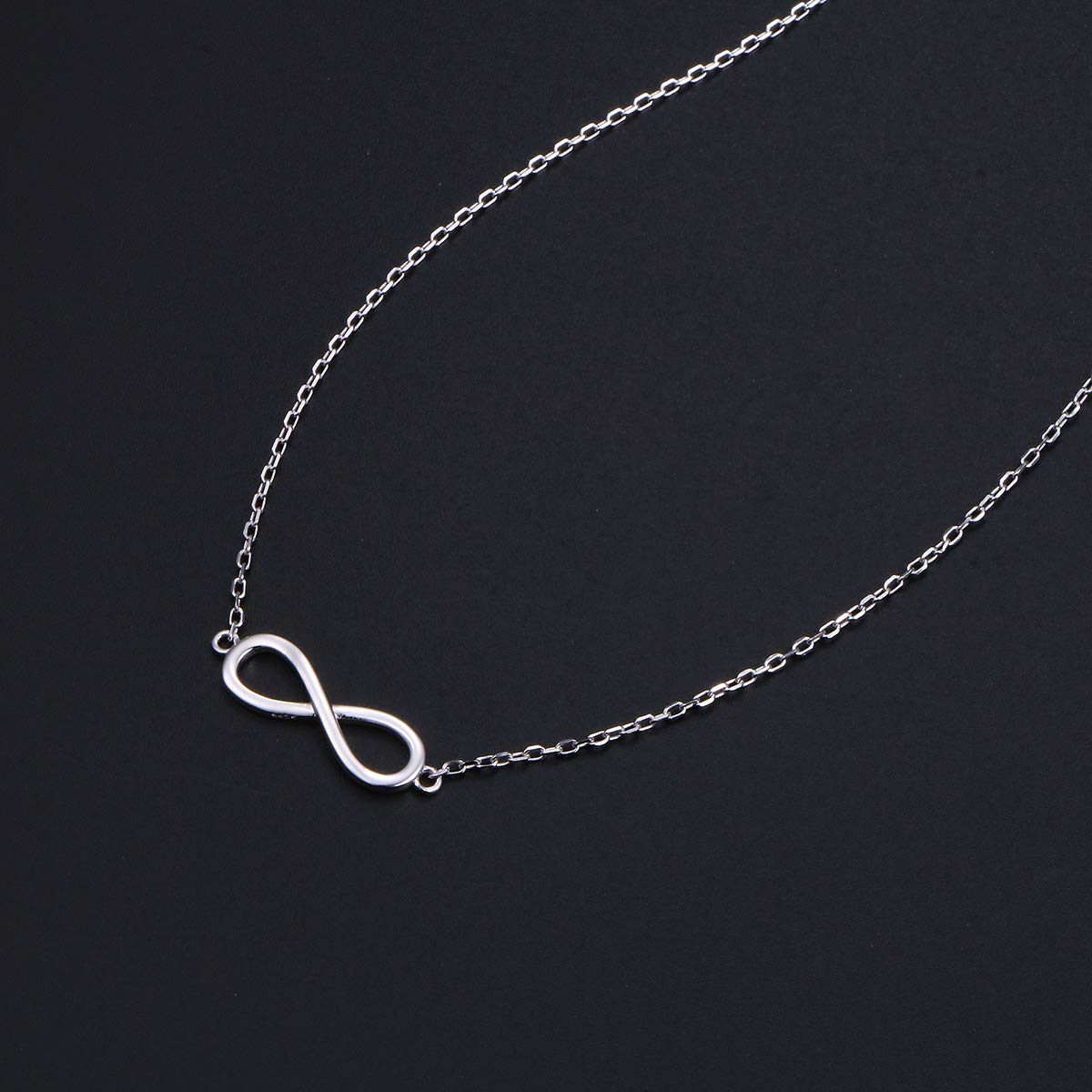 DAOCHONG S925 Sterling Silver Infinity Choker Short Dainty Necklace Pendant for Women Jewelry Gift