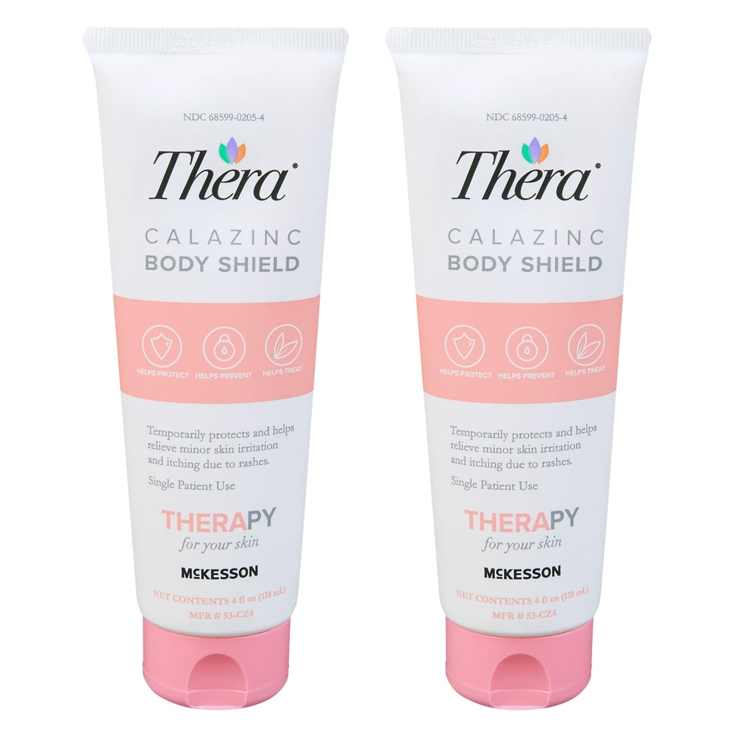 Thera Calazinc Body Shield Barrier Cream with Calamine and Zinc [2-Pack] - Incontinence Skin Protectant Ointment, Diaper Rash, Scented - 4 oz