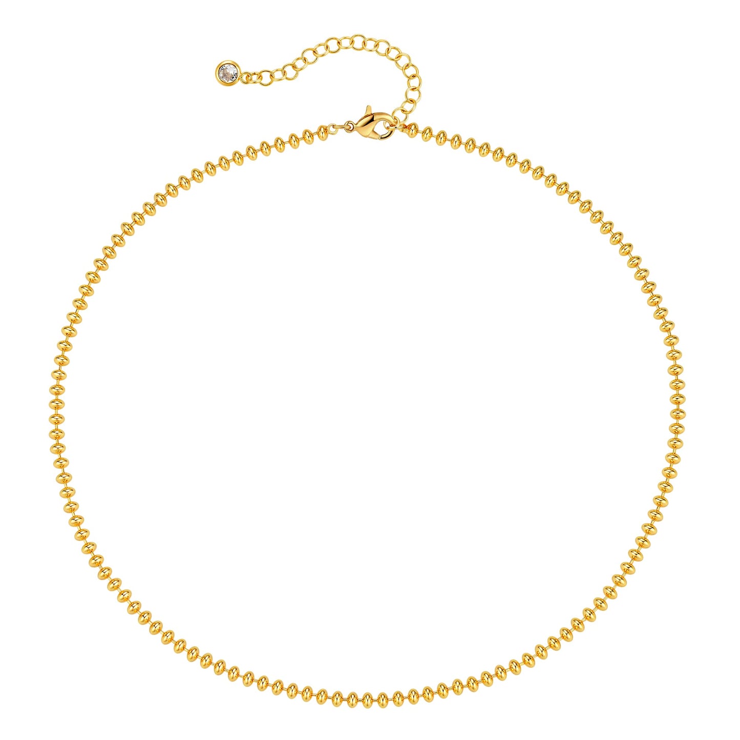 MTMY Beaded Necklace for Women 14K Gold Plated Dainty Colorful Beaded Pearl Choker Necklace Delicate Boho Choker Necklace Jewelry Gift (Gold beaded)
