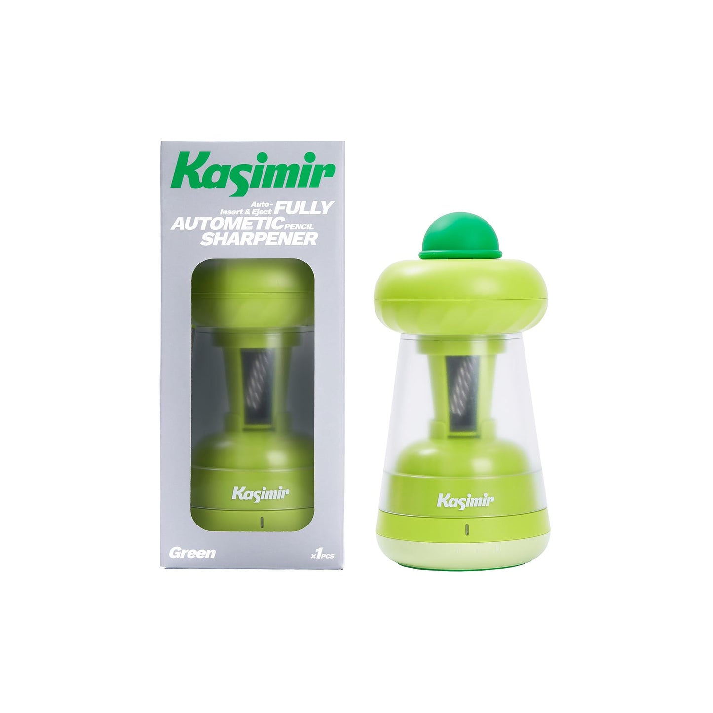 Kasimir Fully Automatic Pencil Sharpener - Electric Pencil Sharpeners for Classroom Home School Supplies Heavy Duty Auto Stop - Green