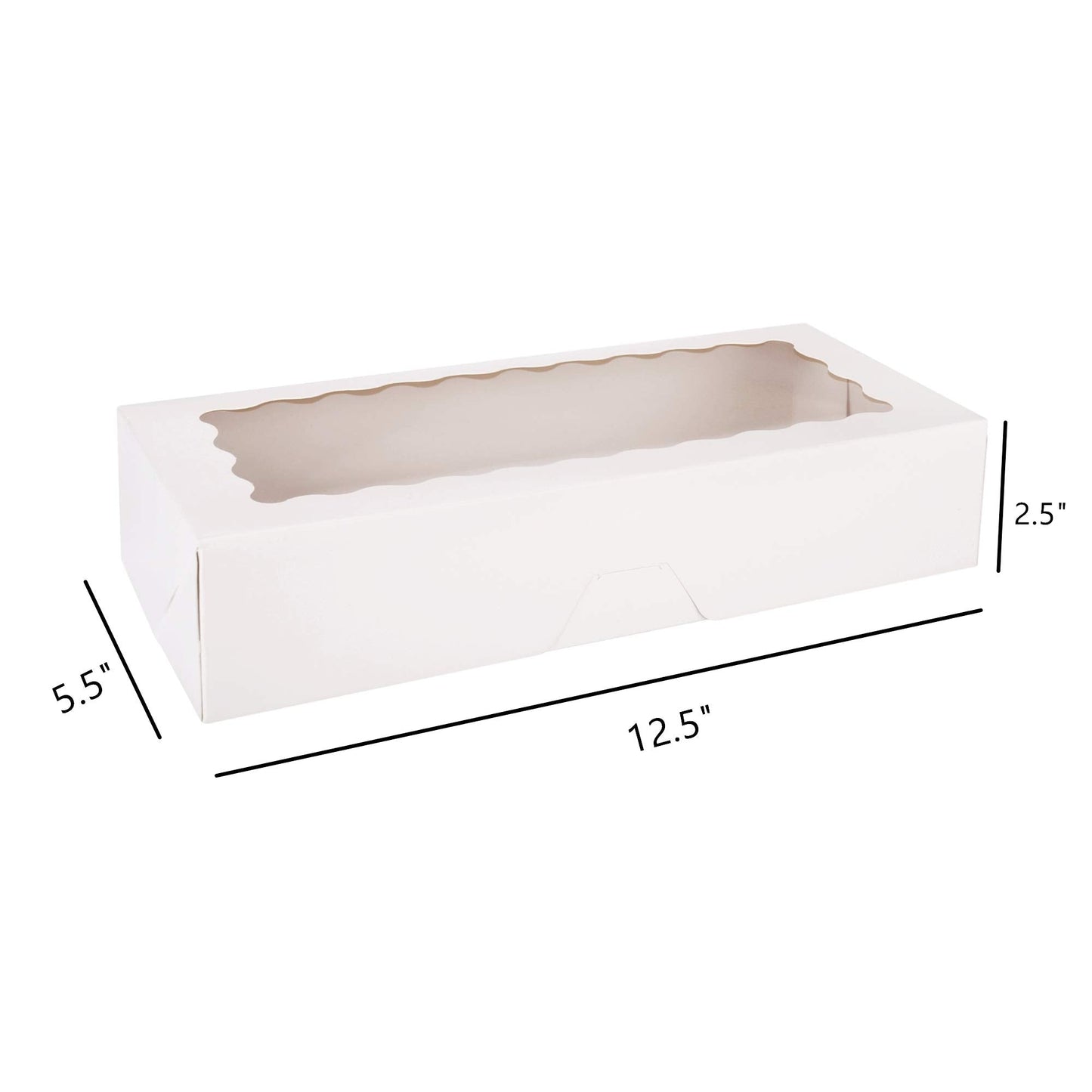 Tcoivs 30-Pack Cookie Boxes 12.5" x 5.5" x 2.5", Bakery Boxes with Window, Auto-Popup Treat Boxes for Pastries (White)