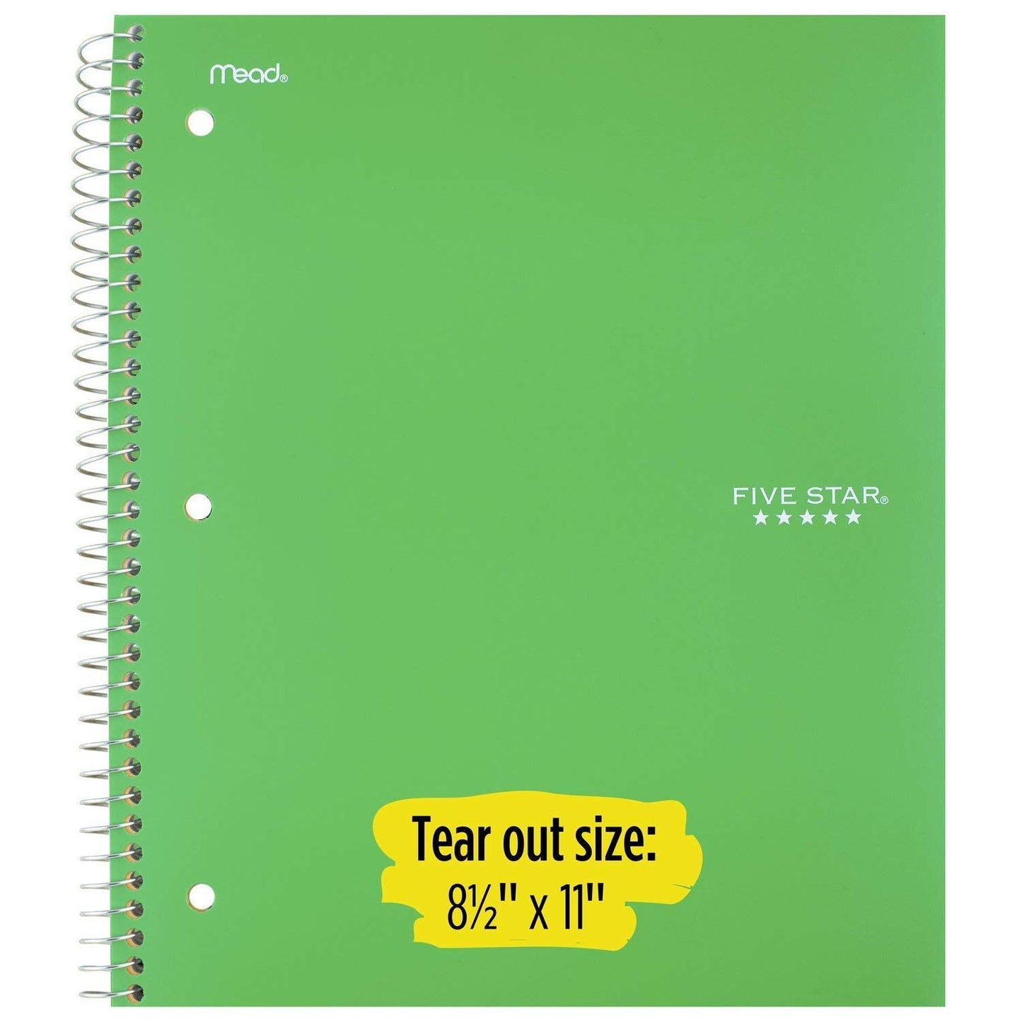 Five Star Spiral Notebook + Study App, 1 Subject, College Ruled Paper, 8.5" x 11", 100 Sheets, Assorted Colors, 6 Pack (38052)