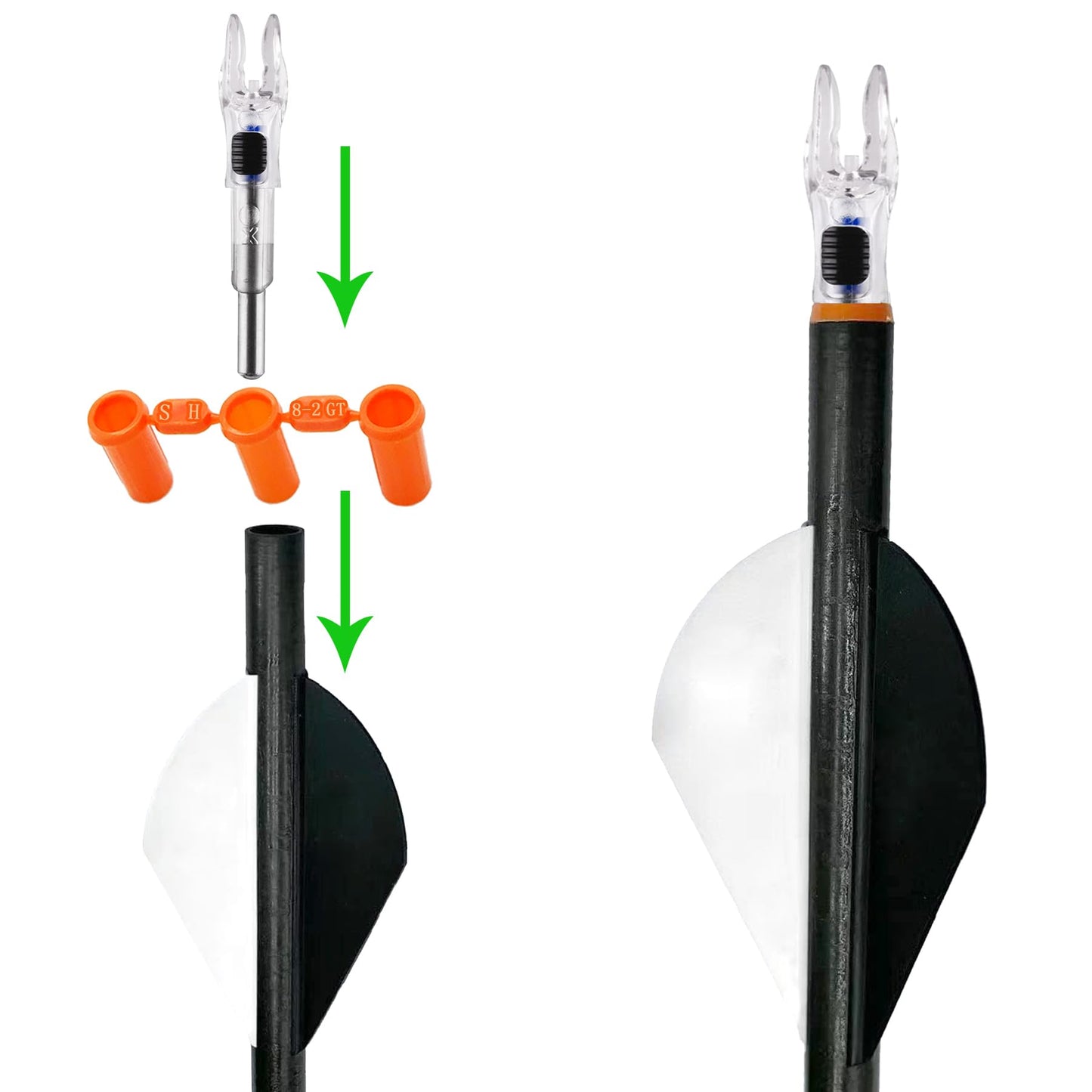 KEAUP 12 Pack X Lighted Nocks Universal Fit for Arrows with ID .204/.233/.244/.246 Light Up Nocks with ON/Off Switch for Archery Hunting
