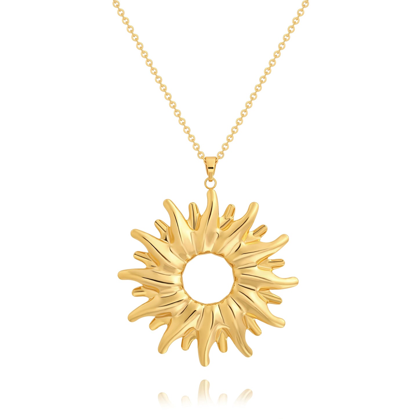 Dainty Sunflower Pendant Long Necklace for Women Trendy Radiant Charm Sweater Necklace Simple Gold Chain Nature Inspired Necklaces
