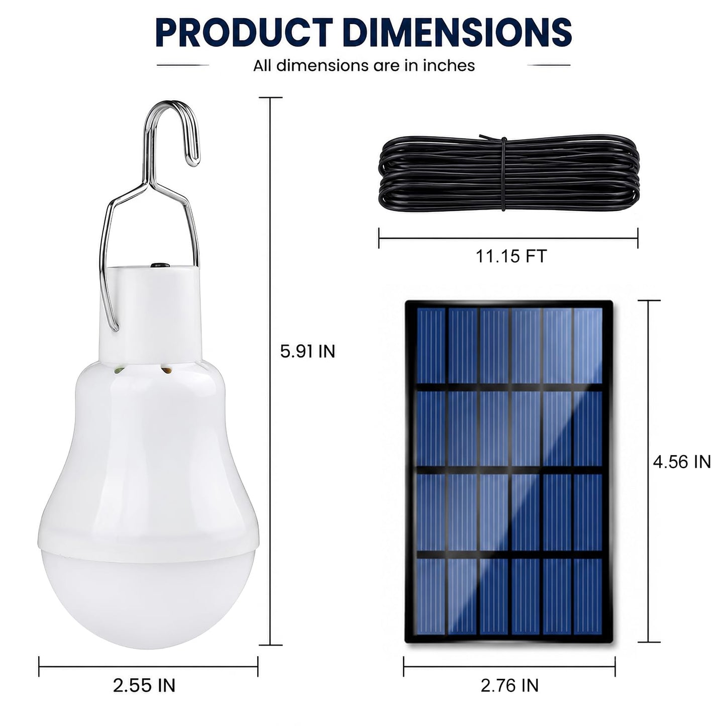 Solar Light Bulbs for Indoor Home and Chicken Coop, Outdoor Waterproof Camping Lamps for Tent, Rechargeable LED Solar Lights for Shed Night, Emergency, 2-Pack