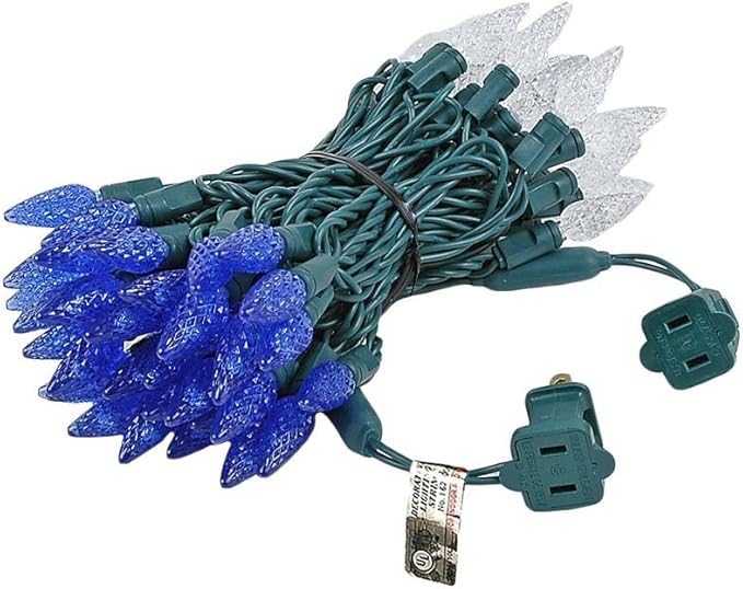 Novelty C6 70 LED Hanukkah & Christmas String Lights, 24FT Permanent comerc. Grade Lights (Blue/Pure White)