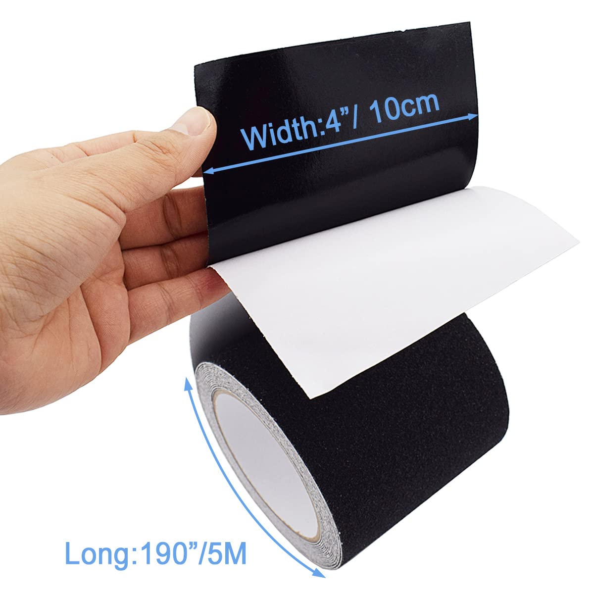 Yorwe Anti Slip Tape, High Traction,Strong Grip Abrasive, Not Easy Leaving Adhesive Residue, Indoor & Outdoor (4" Width x 190" Long, Black)