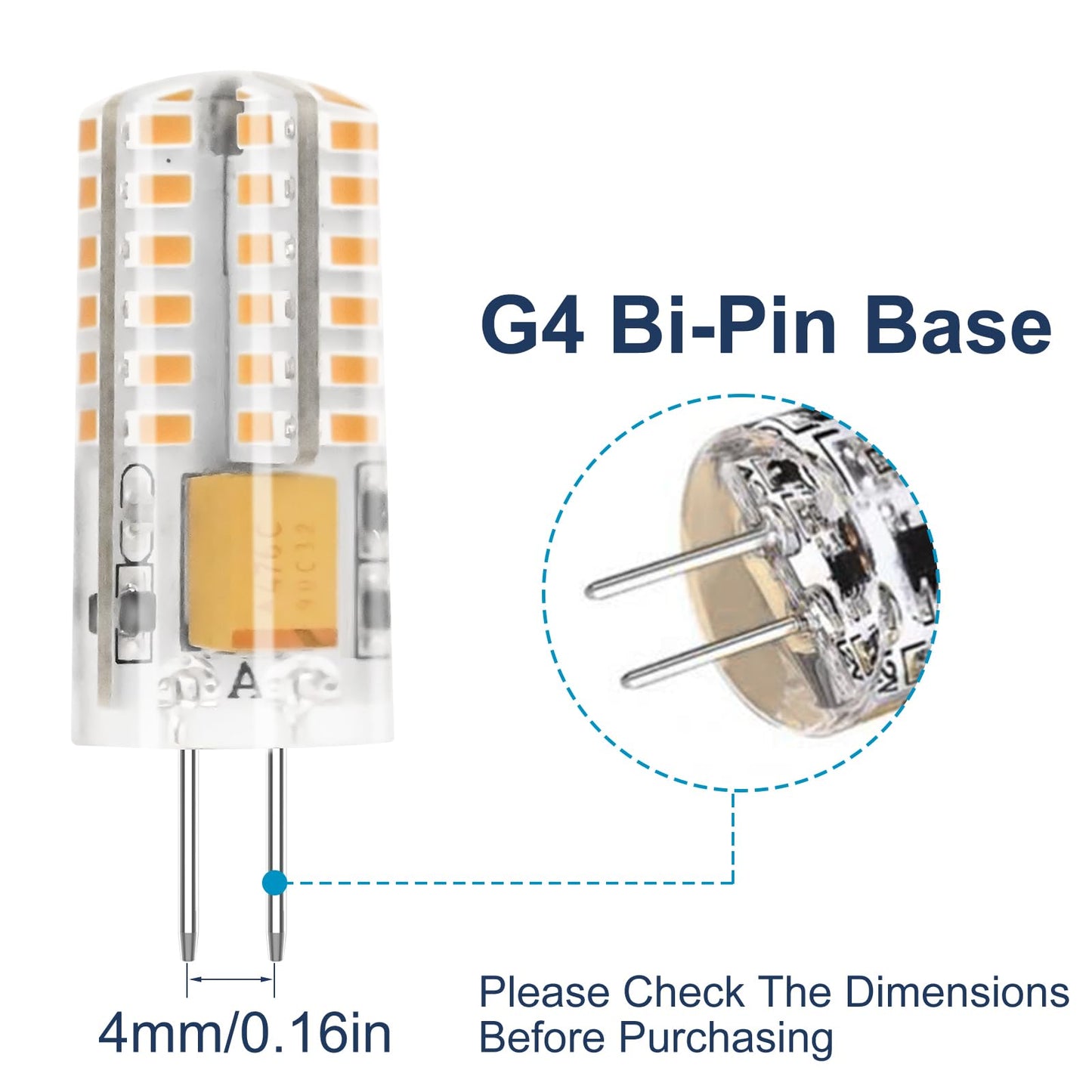 AIMEOKO G4 LED Bulb 12V Bi Pin Base Replace 20W Halogen Bulbs for Home and Landscape Lighting Non-dimmable, 3W Warm White 2700K, 10 Pcs