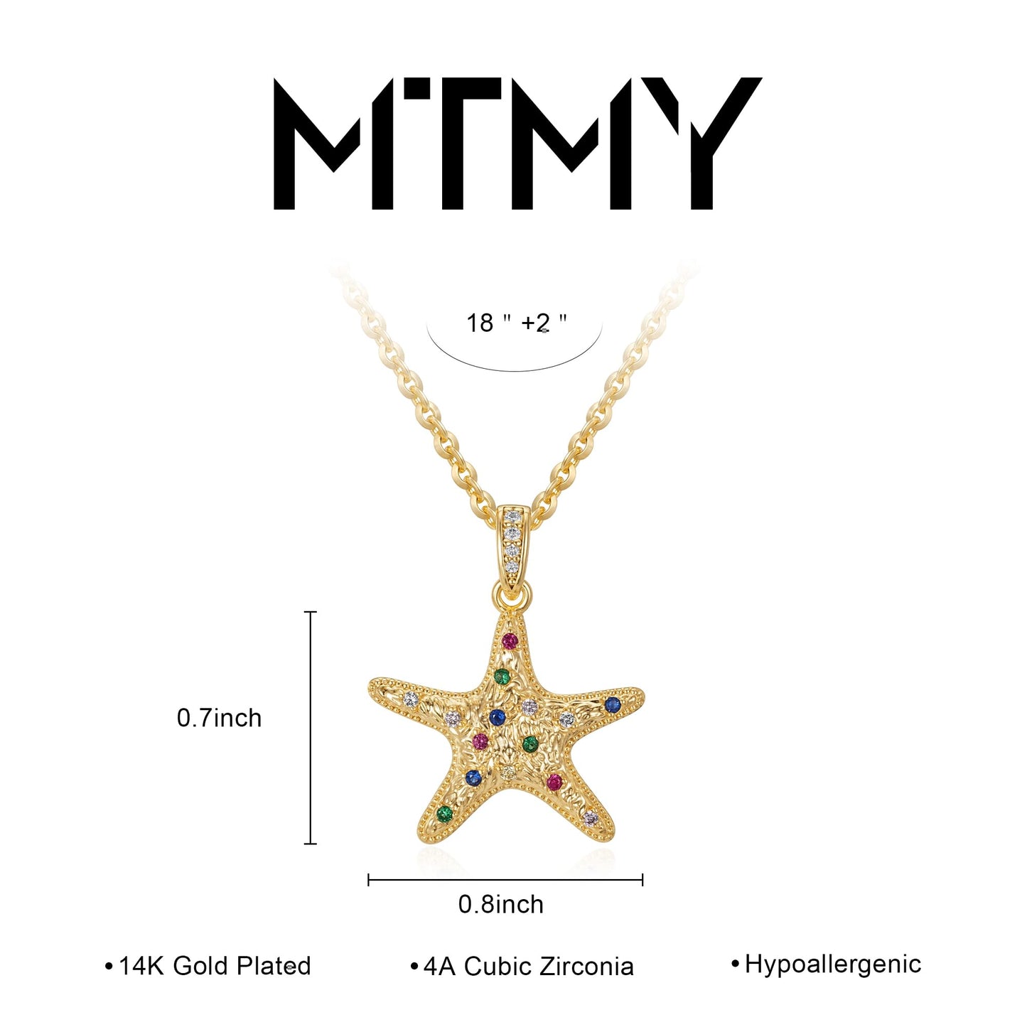 MTMY Gold Starfish Necklace 14K Gold Plated Shell Conch Ocean Pendant Necklace for Women Beach Summer Jewelry (mix starfish)