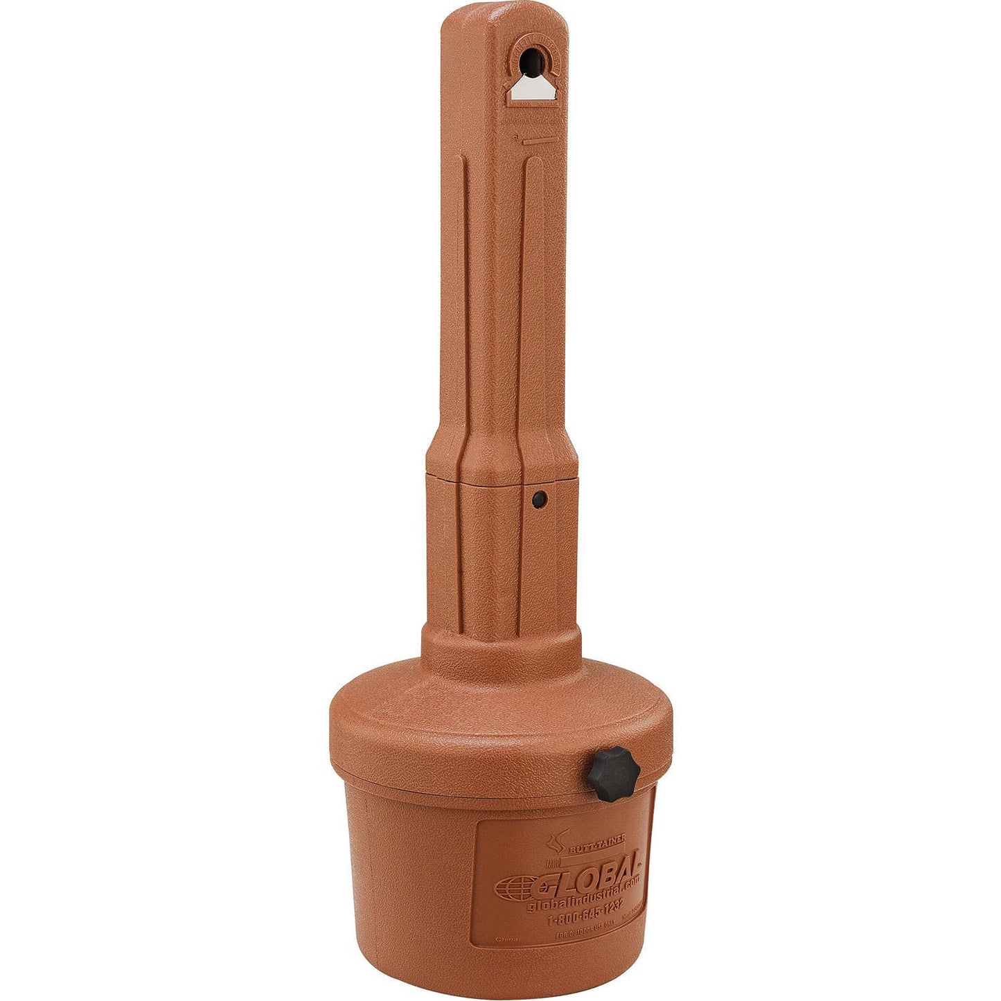 Global Industrial Free Standing Outdoor Cigarette Receptacle Ashtray with Round Base, 11" Diameter x 30" H, 1-1/2 Gallon Capacity, Butt Disposal Container, Plastic, Terracotta