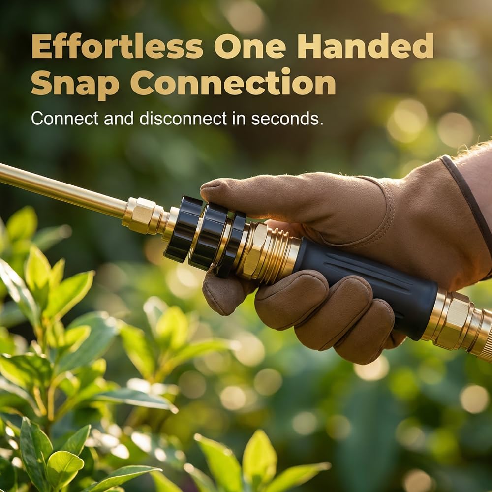 Garden Hose Quick Connector Fittings, 2026 New Water Hose Adapter, Durable 3/4 In Hose Connector, Universal Hose Adapter for Instant Connection, Quick Release Water Hose Adapter for Garden (4, Brass)