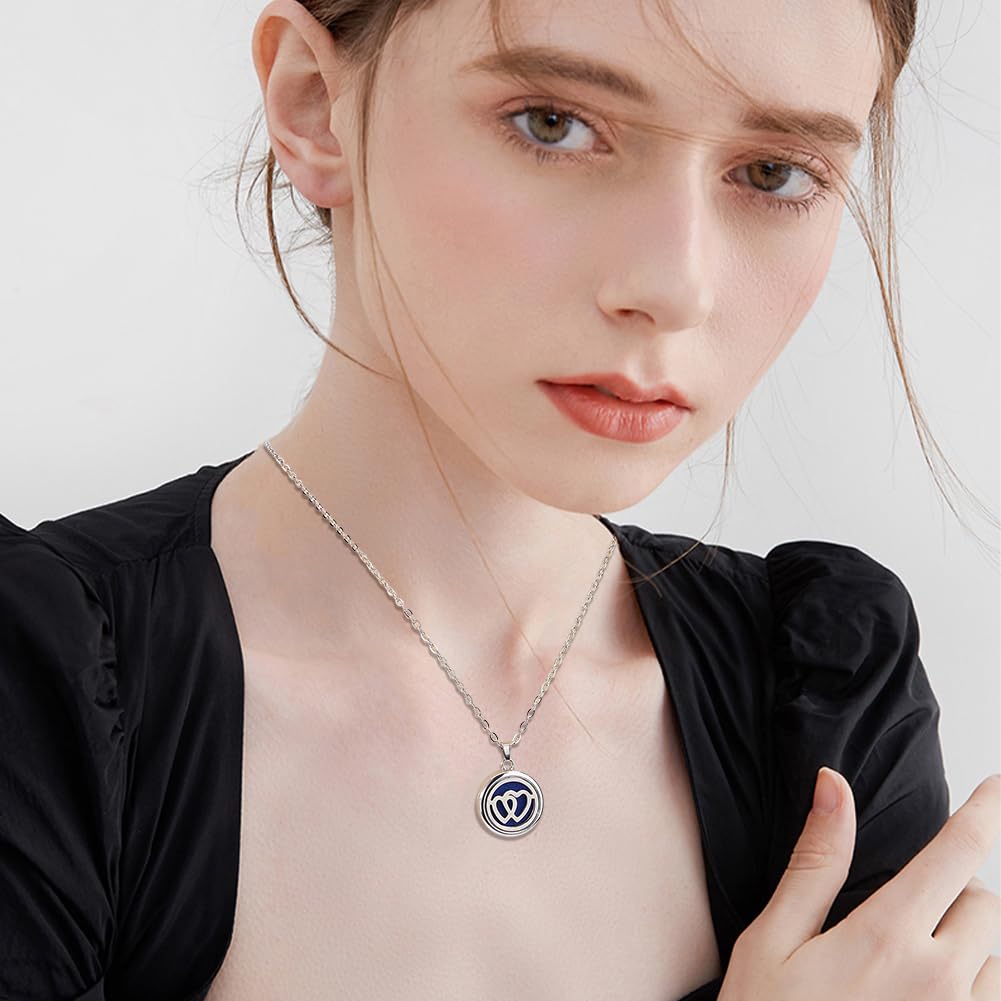 Hobbspring Necklace 2Pcs Aromatherapy Essential Oil Diffuser Necklace 2 Styles Stainless Steel Oil Pendant with Felt Pads Moon Star and Double Heart Aromatherapy Locket Necklaces Gift for Woman Men