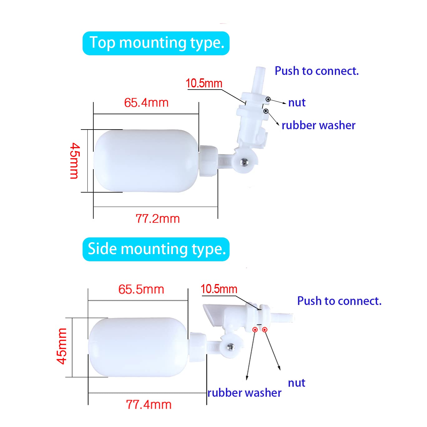 ESHIONG NSF Certified 1/4" O.D. Push to Connect Fittings for RO (Reverse Osmosis) Water Filter（with water float ball valve）19 pcs+30 feet 1/4" Water tubing.
