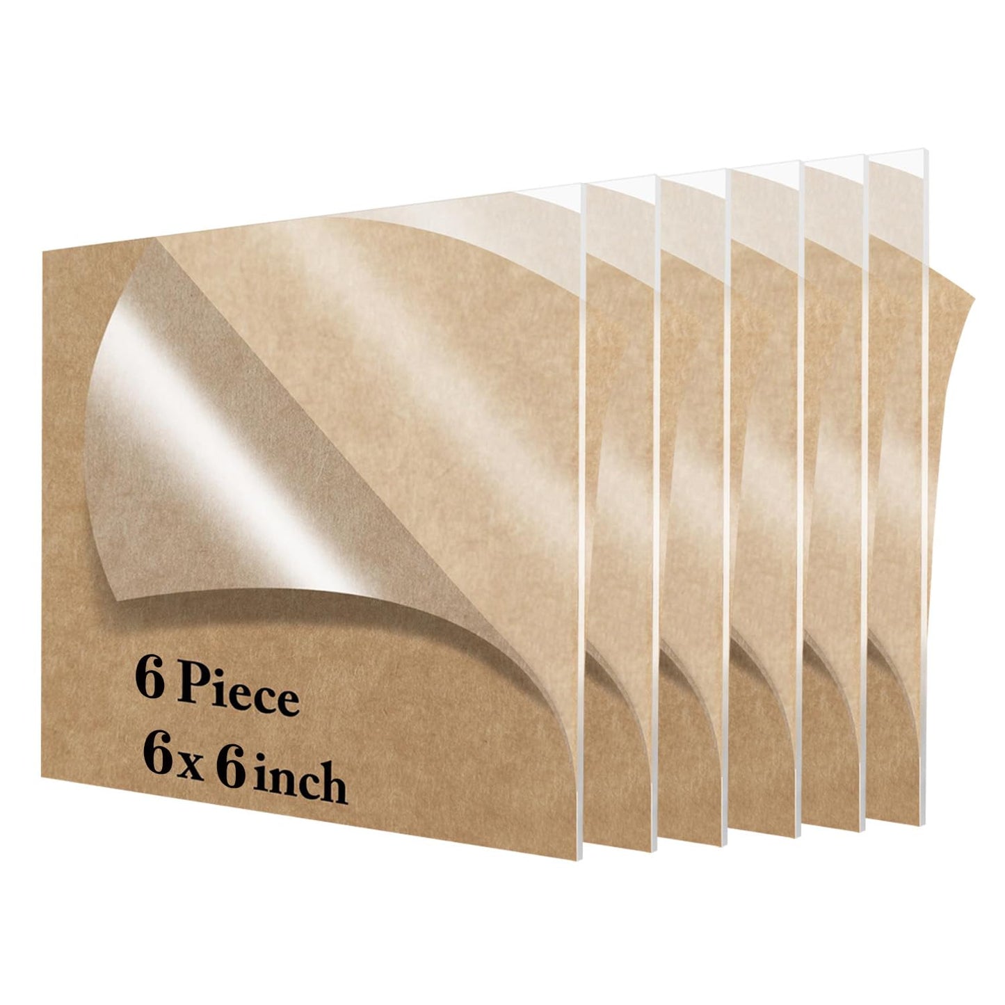 Lesnlok 6 Pieces 6 x 6 Acrylic Sheet 1/8 Thick 3mm Plexiglass Sheet,for Sign,Craft,Photo Frame, DIY Display Projects (6, 6 x 6 x 1/8)