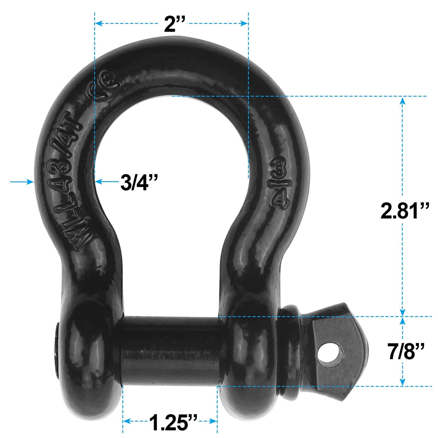 Robbor Shackles 3/4"(2 Pack) D-Ring Shackle Rugged 28.5 Ton (57,000 Lbs) Maximum Break Strength Heavy Duty Tow Shackles Perfect Shackle work with Tow Strap, Winch, Off-Road Jeep Truck Vehicle Recovery