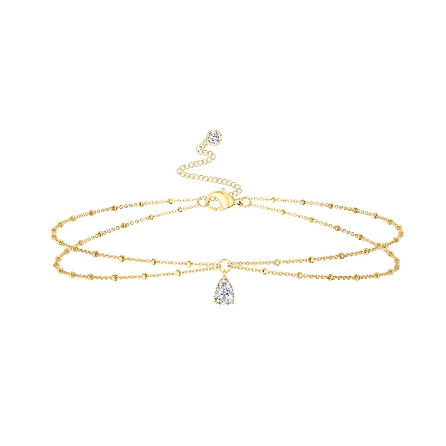 HABIKIP 14K Gold Plated Waist Chain for Women, Gold Plated Belly Drop CZ Pendant Chain Belt Sexy Bikini Beach Satellite Waist Beads Chain Adjustable Body Chain Waterproof Jewelry Accessories for Women