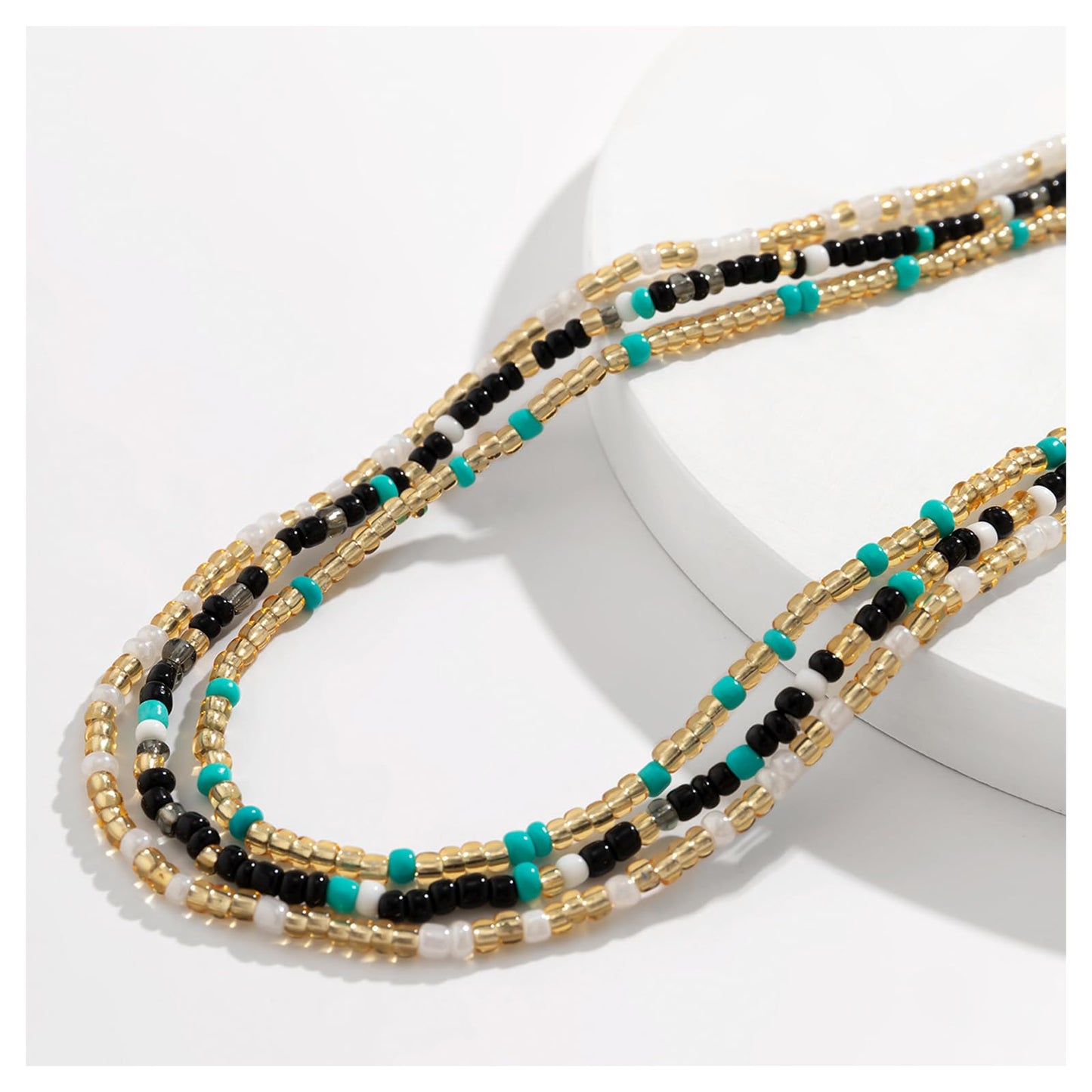 3Pcs/Set Boho Elastic Beads Waist Chains Jewelry Summer Beach Seed Beaded Belly Chain Jewelry Bikini Sexy Bead Waist Body Jewelry for Women (Blue)