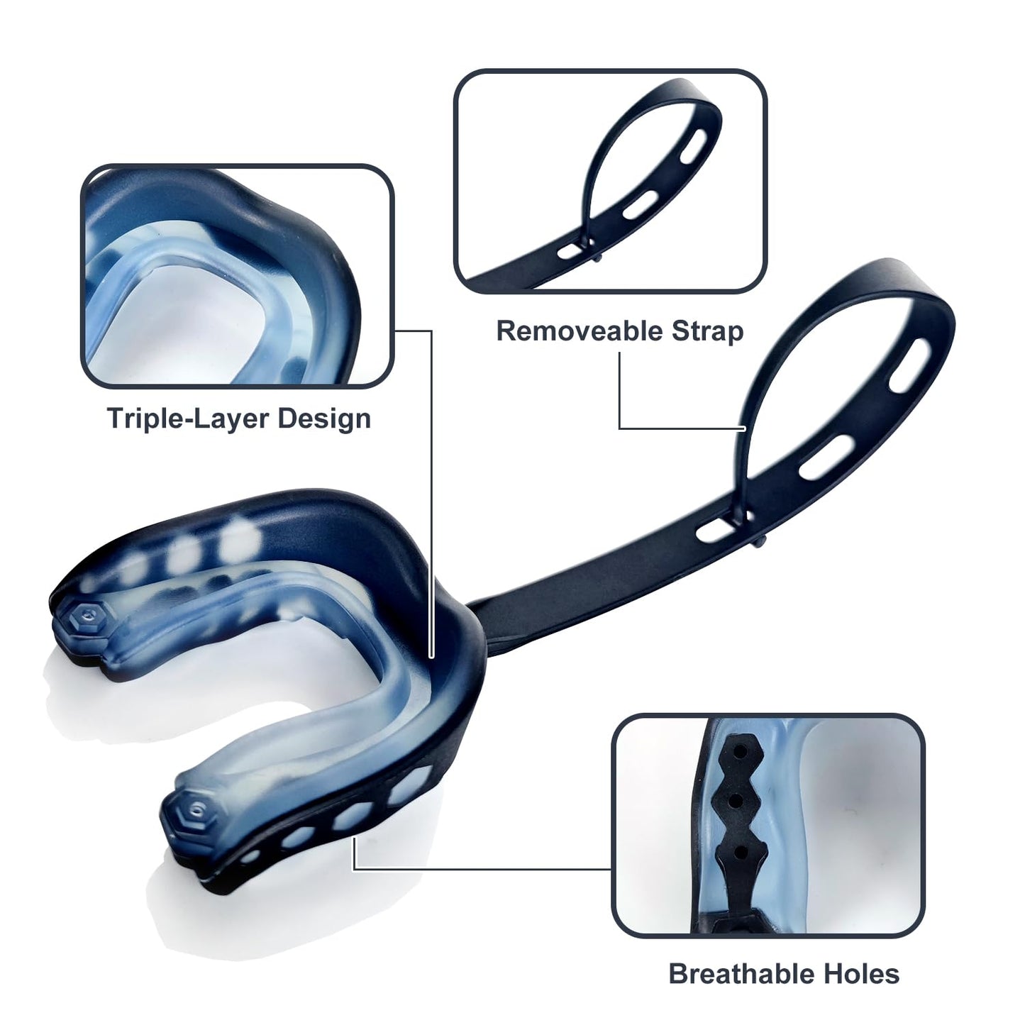 Shinseedl 2 Pack Youth Football Mouth Guard with Strap and Case, Adults Sports Mouthguard Mouth Pieces for Football, Boxing, Basketball, Rugby, Hockey, Lacrosse, MMA, Wrestling, Soccer (Youth)