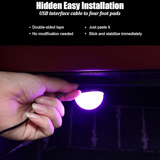 Car Interior LED Lights, 4 in 1 USB Port Automotive Ambient Neon Light Kit, Vehicle Center Console Dashboard Strip Lamps Decoration Accessories, Universal for SUV Truck Sedan (Red)