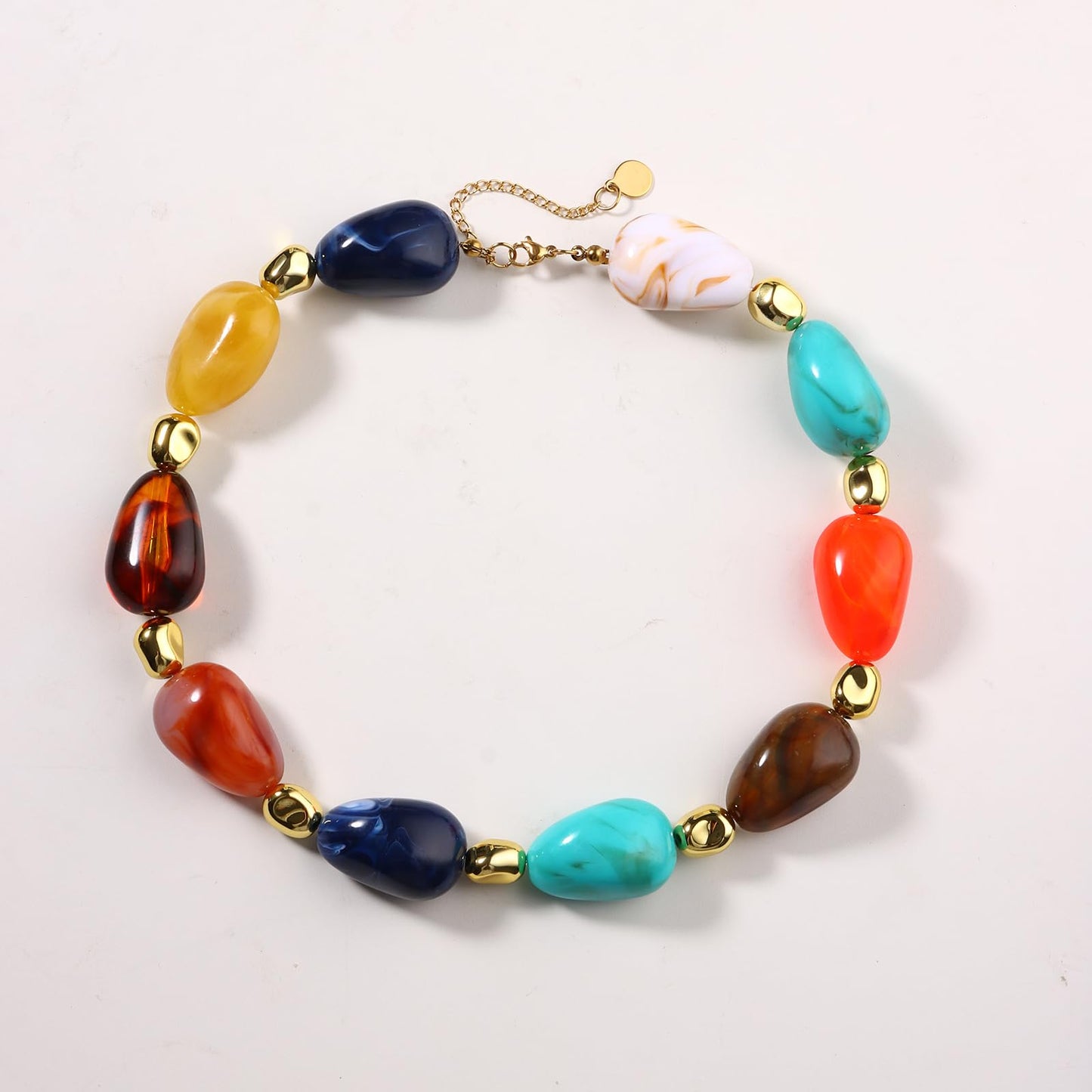 joymiao Colorful Beaded Necklace for Women Chunky Large Resin Beads Necklaces Rainbow Beaded Necklace Summer Beach Jewelry
