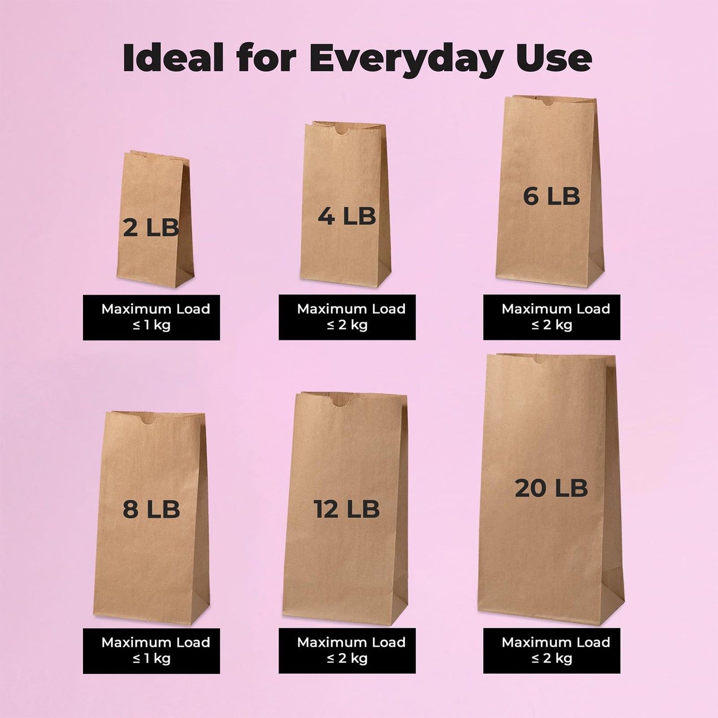 Fit Meal Prep 500 Pack 12 lb Brown Paper Lunch Bags, 13 x 7 x 4.5" Durable Paper Bags Bulk for Packing, Delivery, Take Out, Grocery, Retail Shopping, Premium Kraft Sack for Snacks, Bakery
