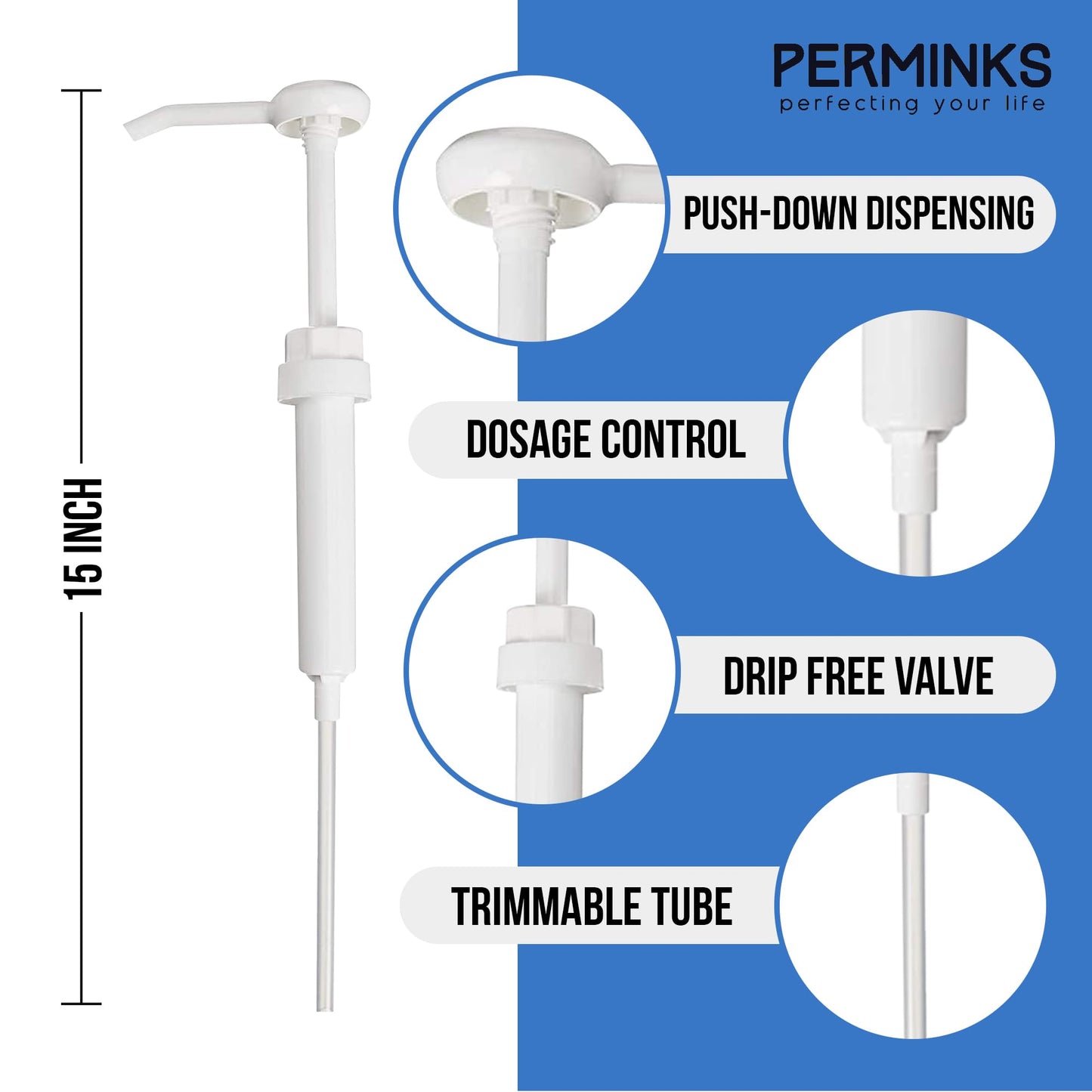 5 Gallon Pump Dispenser - Pump for 5 Gallon Bucket, Jug, Bottle, Large Container - Great for Shampoo & Conditioner, Laundry Detergent, Snow Cone Syrup, Bleach Liquid, Oil & More (Pack of 3)