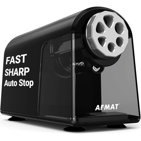 AFMAT Electric Pencil Sharpener for Classroom, 6 Holes, Heavy Duty Pencil Sharpeners for Home, Pencil Sharpener Plug in for 6-11mm Pencils, Auto Stop, Super Fast, Save Pencils, PSX2