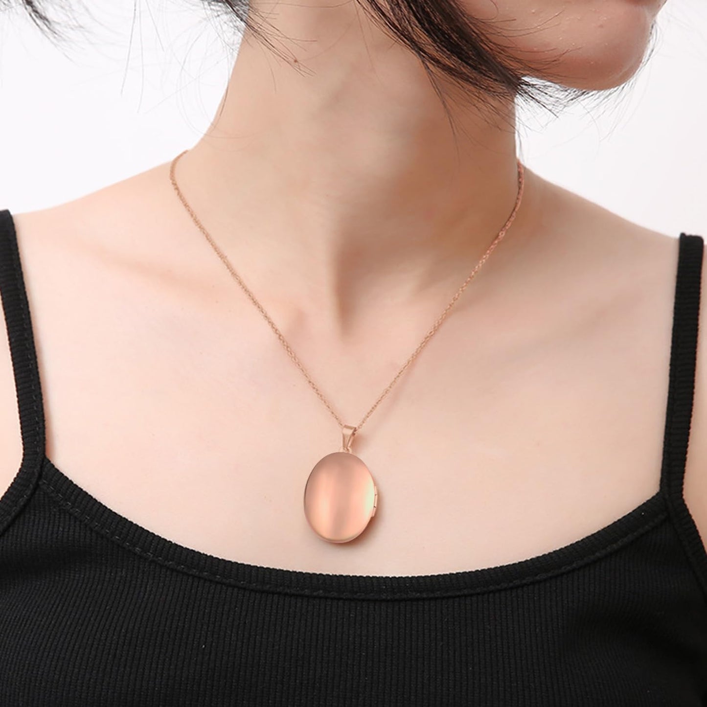 PHOCKSIN Rose Gold Oval Locket Necklace 12 Birth Flowers Personalized Necklace that Holds Pictures Customized Gifts Locket Necklaces for Birthday