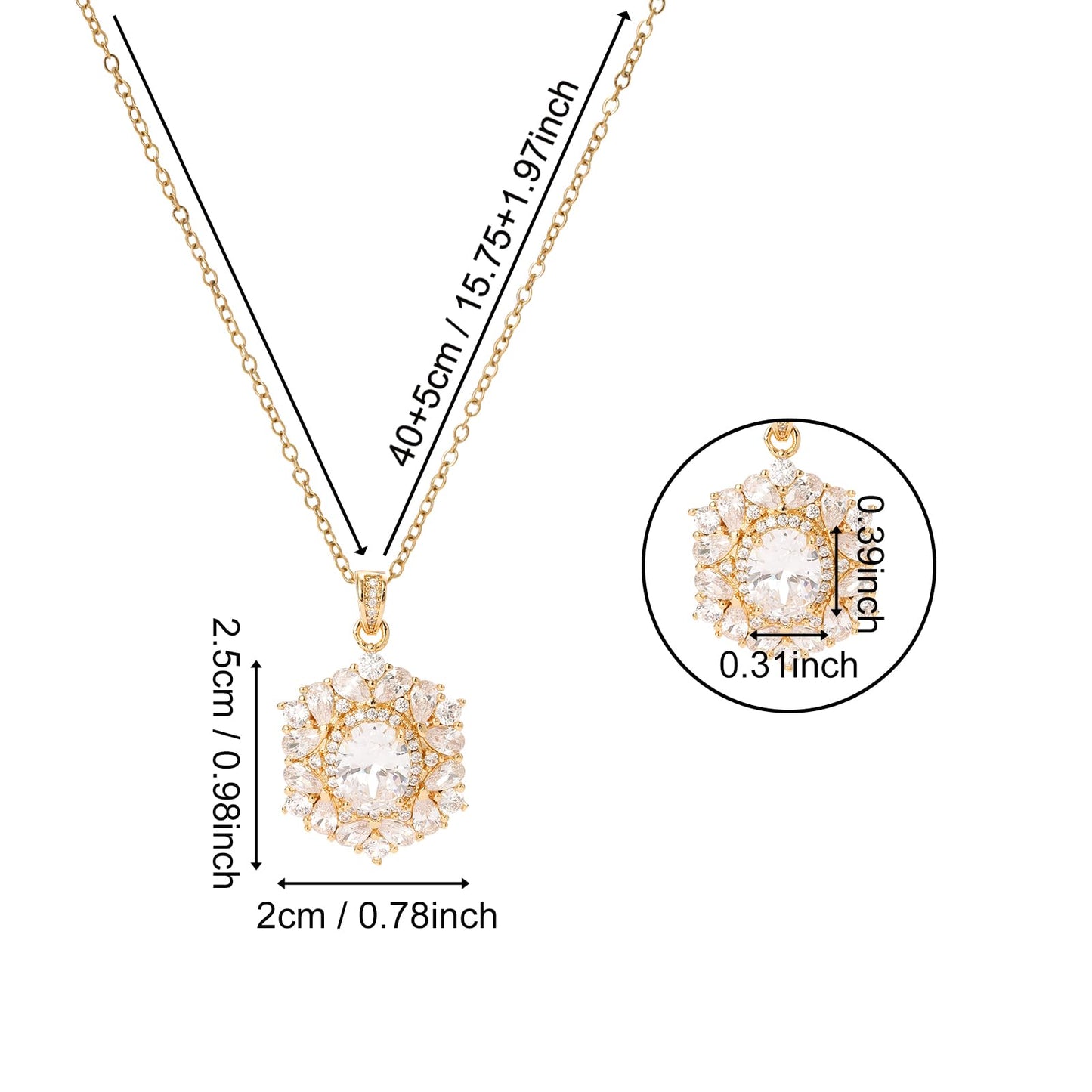 crataly Baroque April Birthstone Diamond Necklaces for Women-Gold Plated Diamond Pendant Maximalist Jewelry For Valentines Day Mother's Day Christmas Birthday Gifts