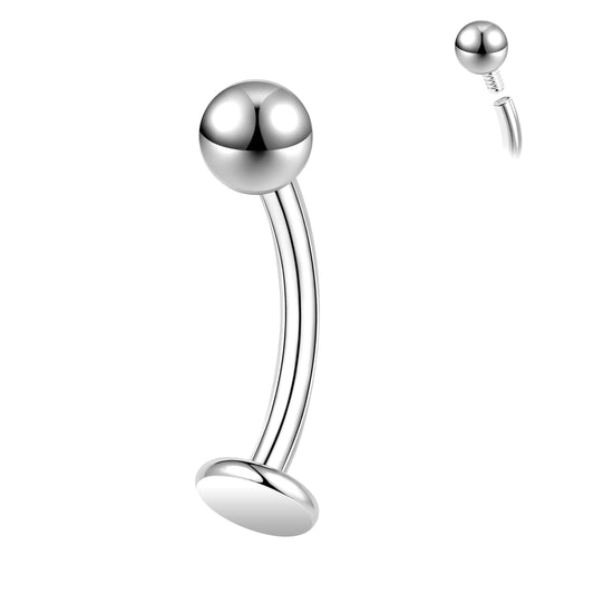 ZS ASTM F136 Titanium Belly Button Ring, 14G Cubic Zirconia Navel Jewelry, 6/8/10/12/14MM Internally Threaded Long Bar Navel Barbell Stud Flat Back Belly Piercing (Steel,L:14mm)