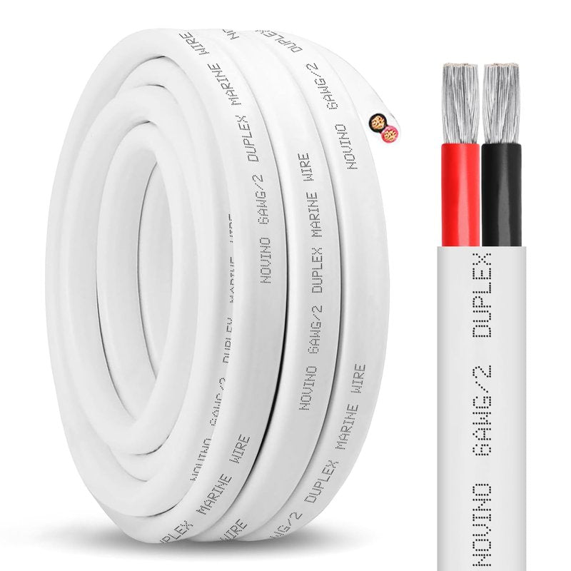 6 Gauge Marine Wire,6 AWG Duplex Marine Grade Wire,40ft Tinned Copper Oxygen-Free Insulated Red& Black Marine Electrical Cable for Boat/Automotive/RV/Camper/Trailer