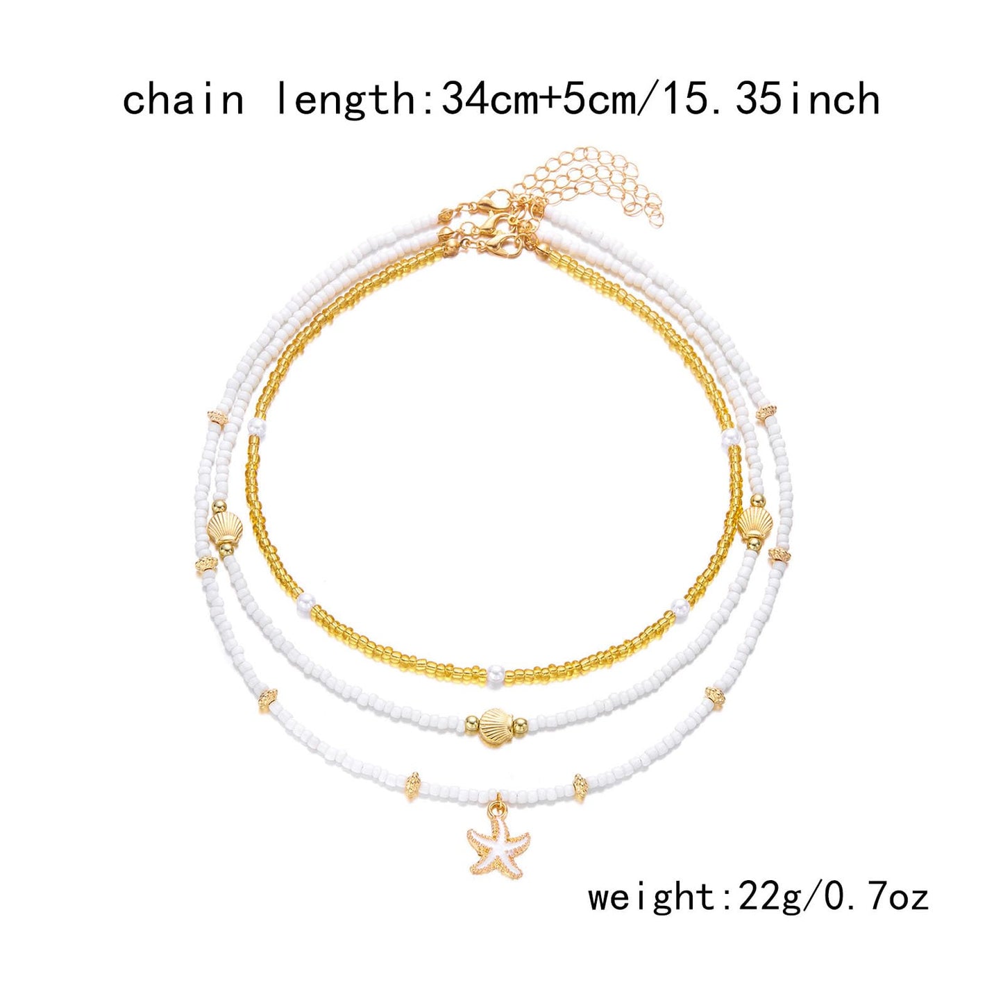Gold Starfish Shell Necklace for Women Boho Layered Seashell Conch Shell Pearl Pendant Necklaces Set Bohemain Starfish Beach Necklaces Stack Beachy Summer Jewelry Outfits Accessories