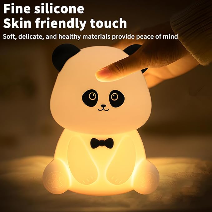 Cute Panda Night Light, Squishy Animal Nightlamp, Rechargeable Dimmable Nursery Soft Silicone Table Bedroom Lamp Portable Adjustable Lighting Bedside Gift