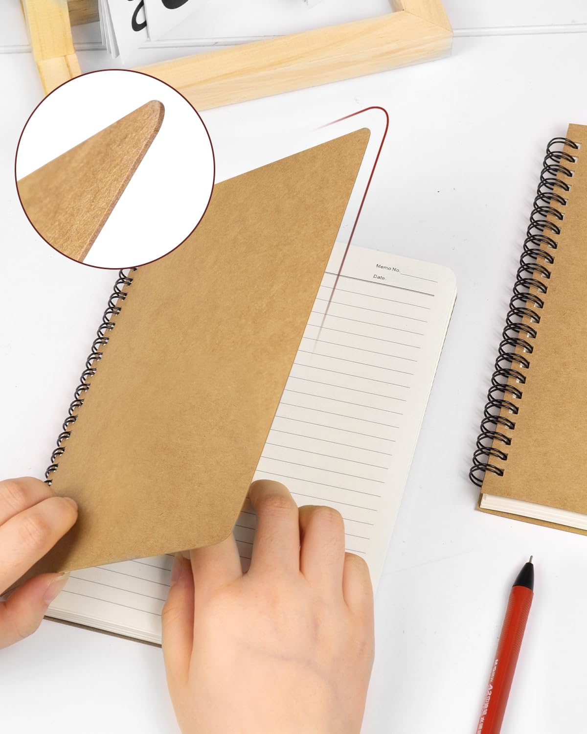 Dynta Spiral Notebooks A5 Lined 5Pcs College Ruled Journals Bulk Thick Paper for Work, Study, Notes Taking, Gifts 120 Pages/60 Sheets Kraft Brown