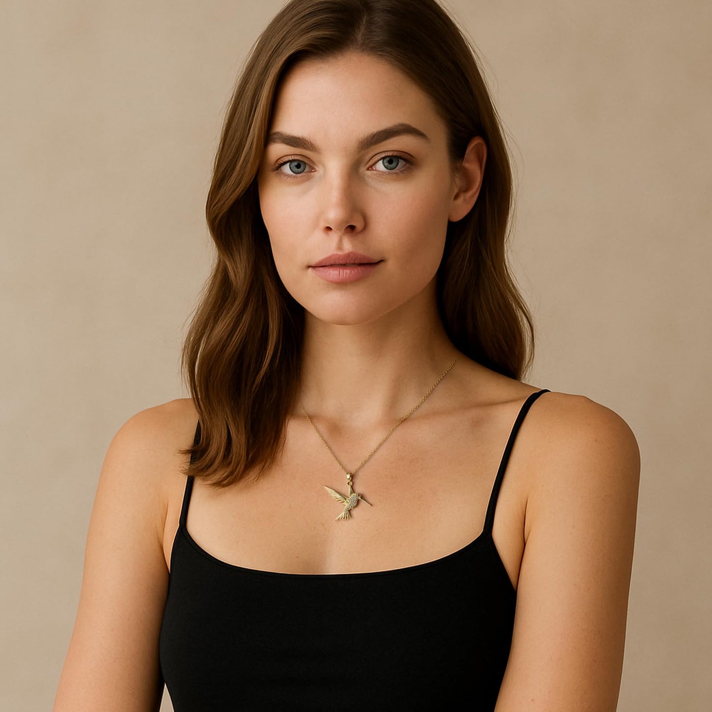 ZKJTEARY Hummingbird necklace for Women Trendy Dainty 18k Gold Plated Cubic zirconia Charm Pendent Necklace Minimalist Delicate Hummingbird Jewelry for Women Valentine Christmas Gift (hummingbird)