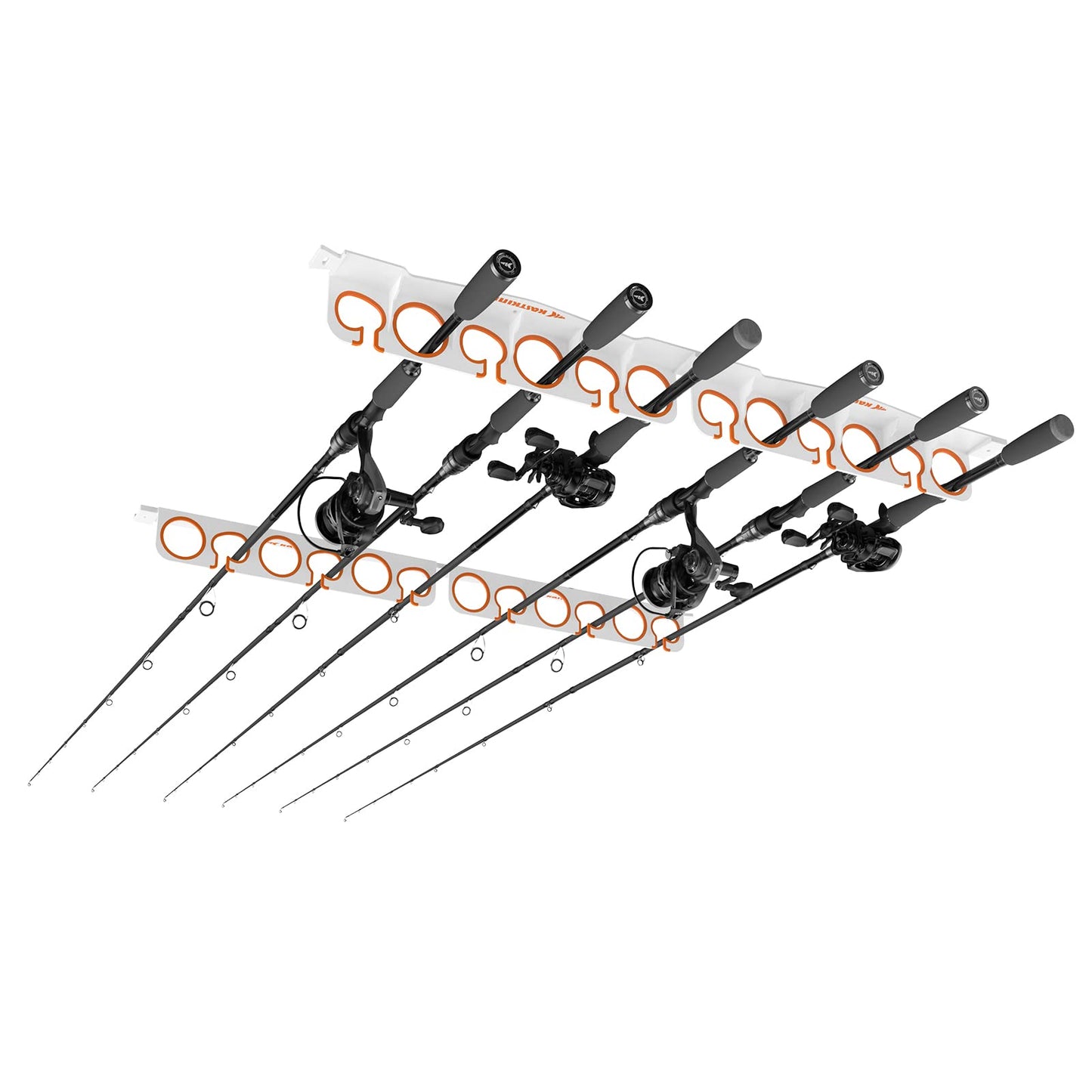 KastKing SafeGuard Fishing Rod Holder for Garage, Wall or Ceiling Mounted Fishing Rod Rack Storage Organizer, Fishing Pole Holder Holds 12 Rods or Combos in Less Than 36 Inches